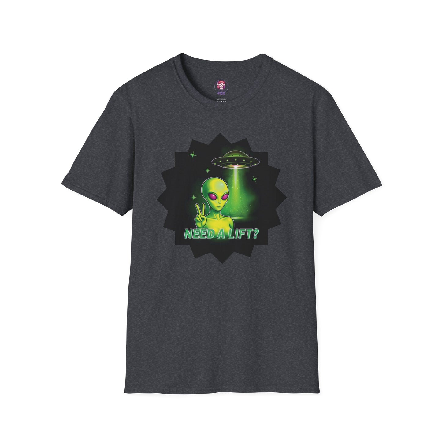 Cool Alien Peace Sign - Need a Lift - Unisex Softstyle T-Shirt