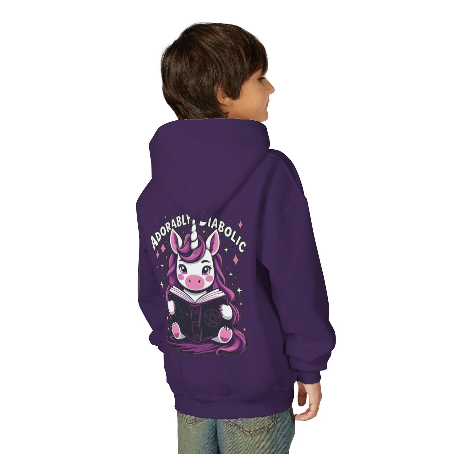 Adorably Diabolic Unicorn Magic - Youth Heavy Blend Hooded Sweatshirt