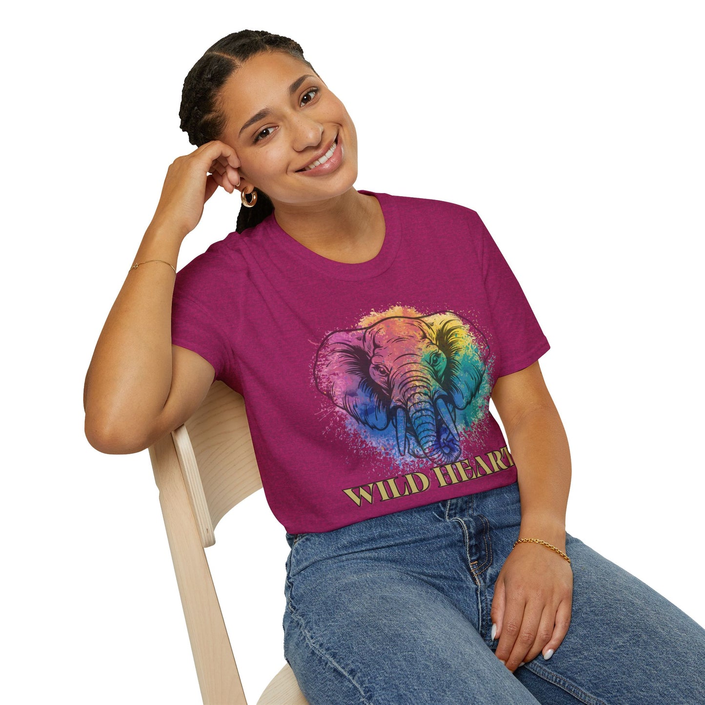 Wild Heart Collection - Elephant Color Splash Unisex Softstyle Graphic T-Shirt