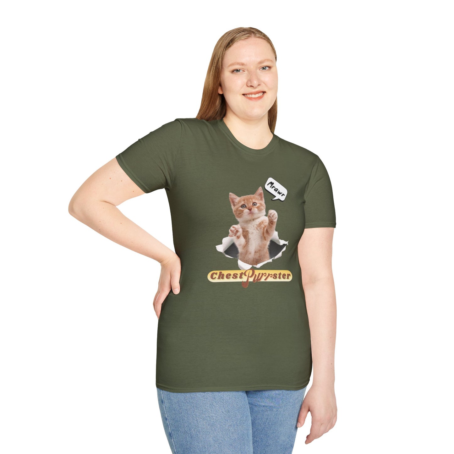 Cute Kitten ChestPurrster Pun - Unisex Softstyle T-Shirt