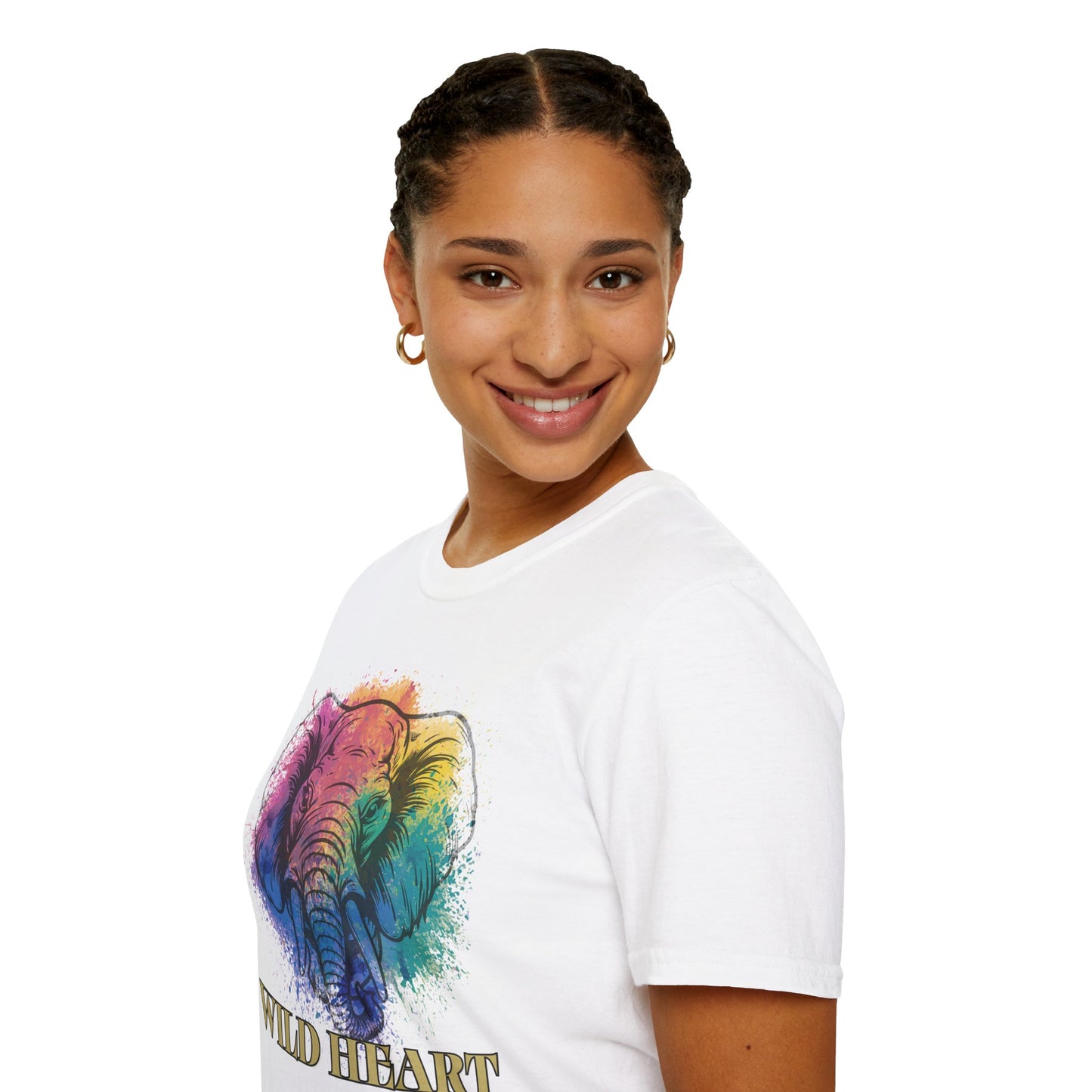 Wild Heart Collection - Elephant Color Splash Unisex Softstyle Graphic T-Shirt