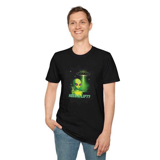 Cool Alien Peace Sign - Need a Lift - Unisex Softstyle T-Shirt