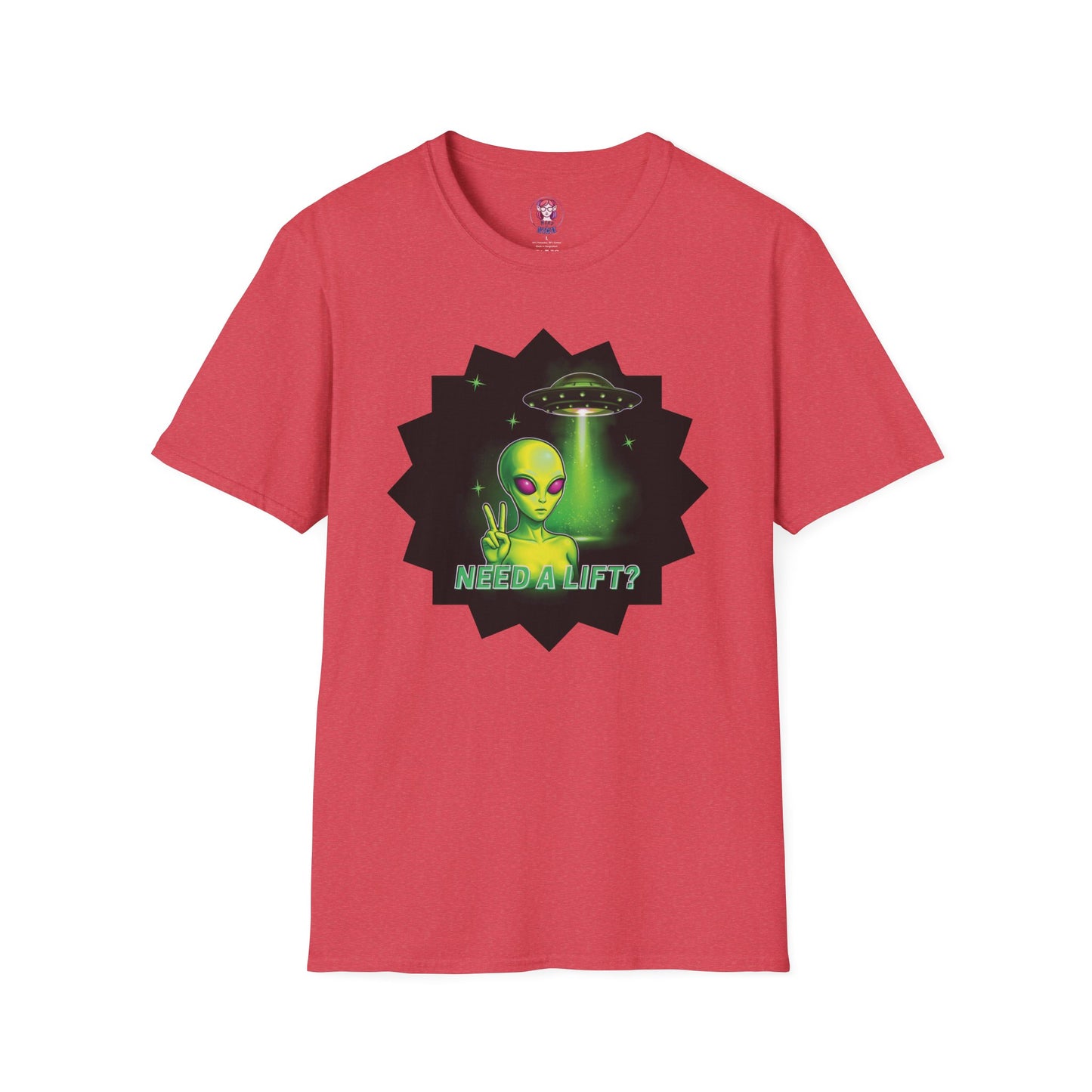 Cool Alien Peace Sign - Need a Lift - Unisex Softstyle T-Shirt
