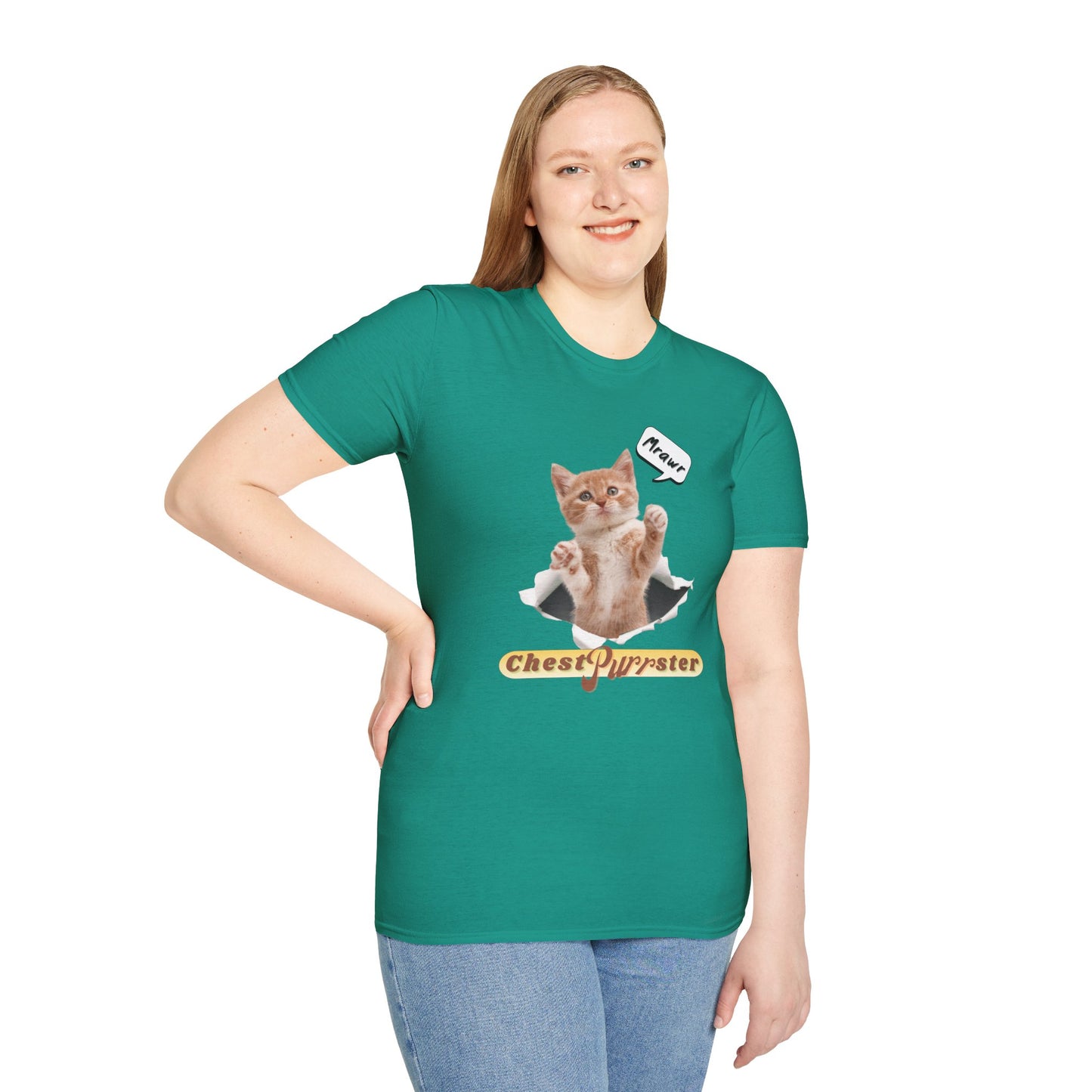 Cute Kitten ChestPurrster Pun - Unisex Softstyle T-Shirt