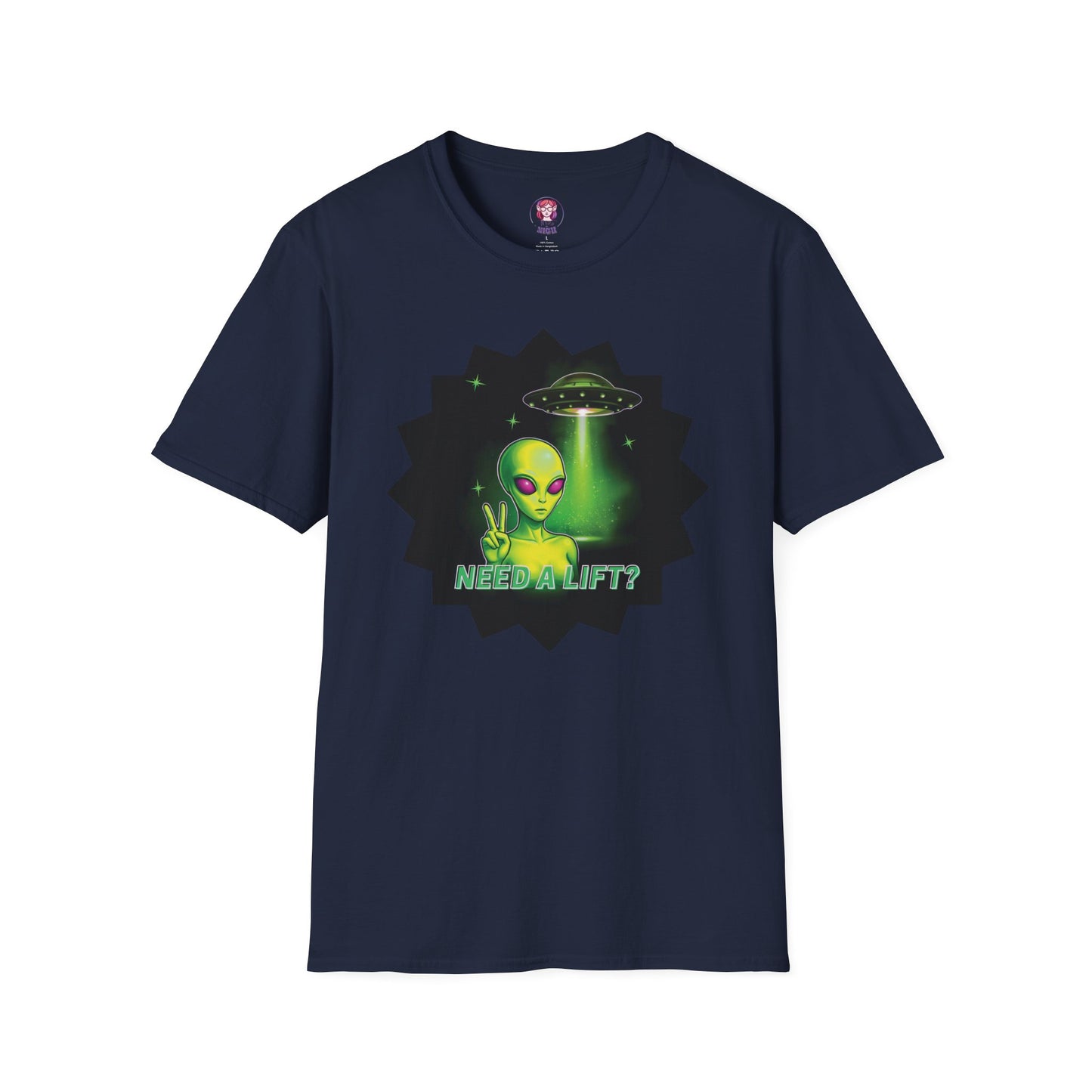 Cool Alien Peace Sign - Need a Lift - Unisex Softstyle T-Shirt