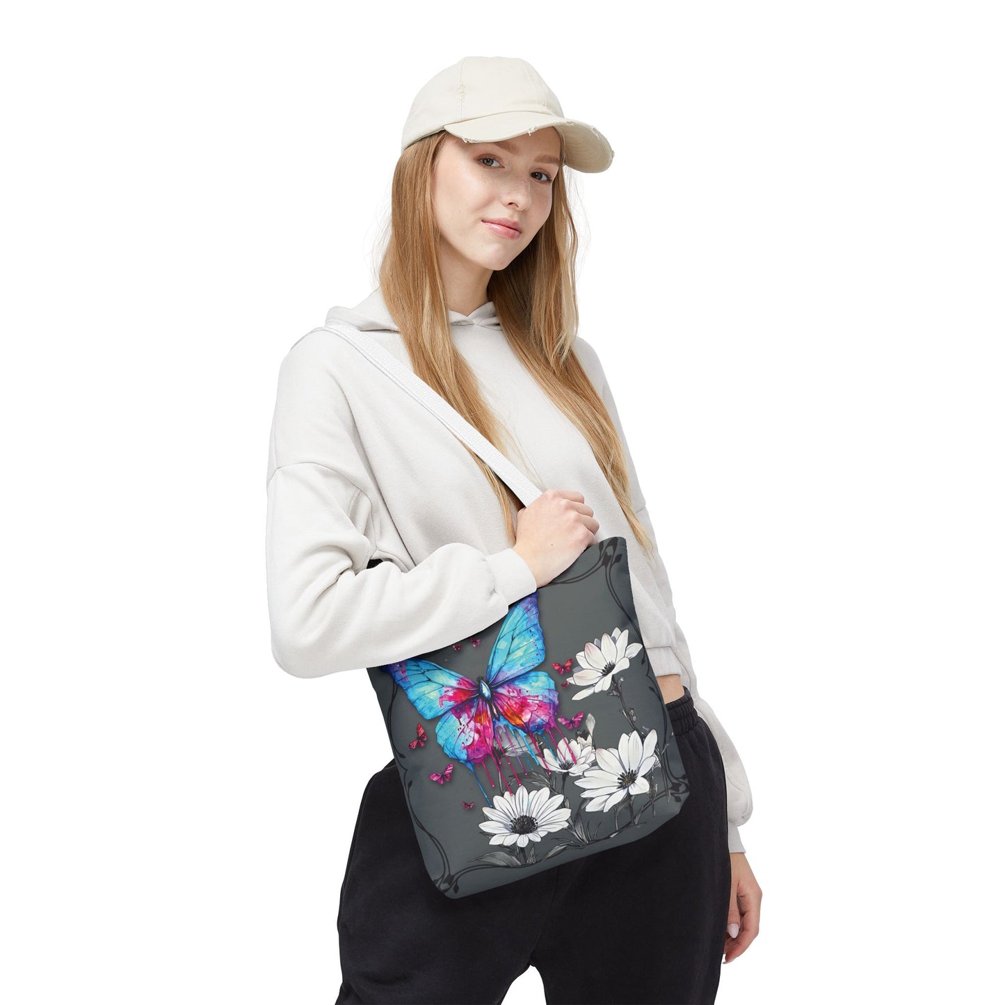 Painted Butterfly in Black and White Tote Bag