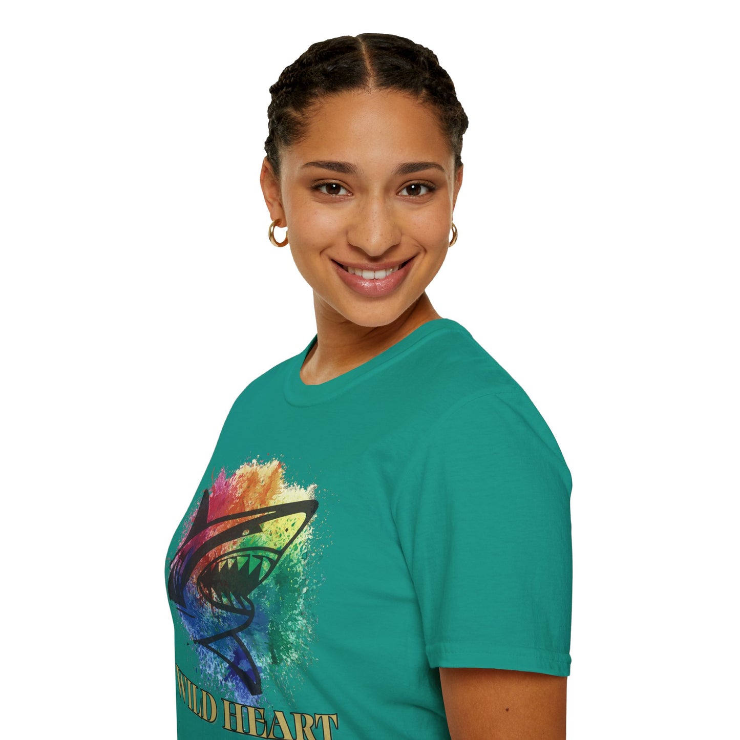 Wild Heart Collection - Shark Color Splash Unisex Softstyle Graphic T-Shirt