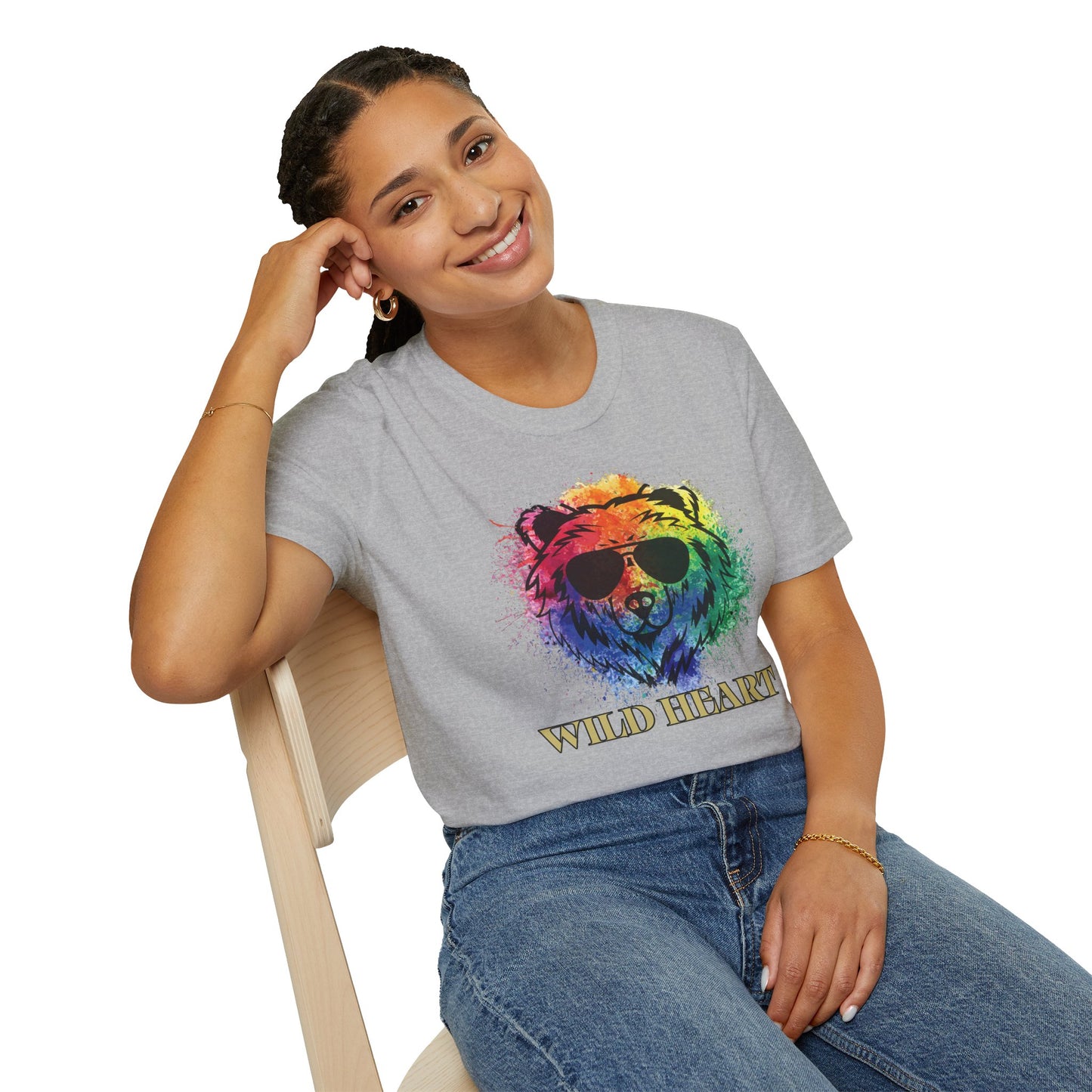 Wild Heart Collection - Bear Color Splash Unisex Softstyle Graphic T-Shirt