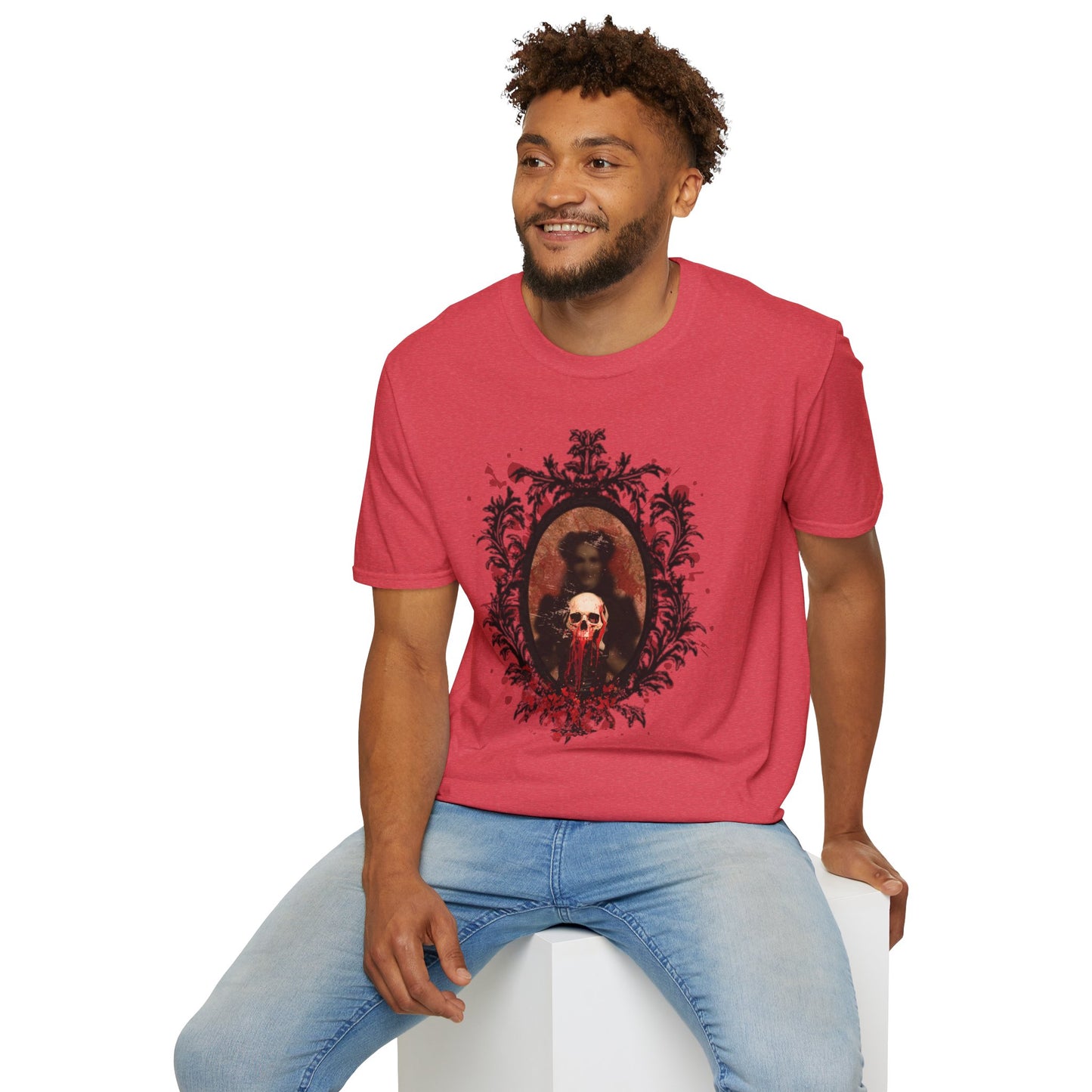Vintage Gothic Skull Frame - Unisex Softstyle T-Shirt