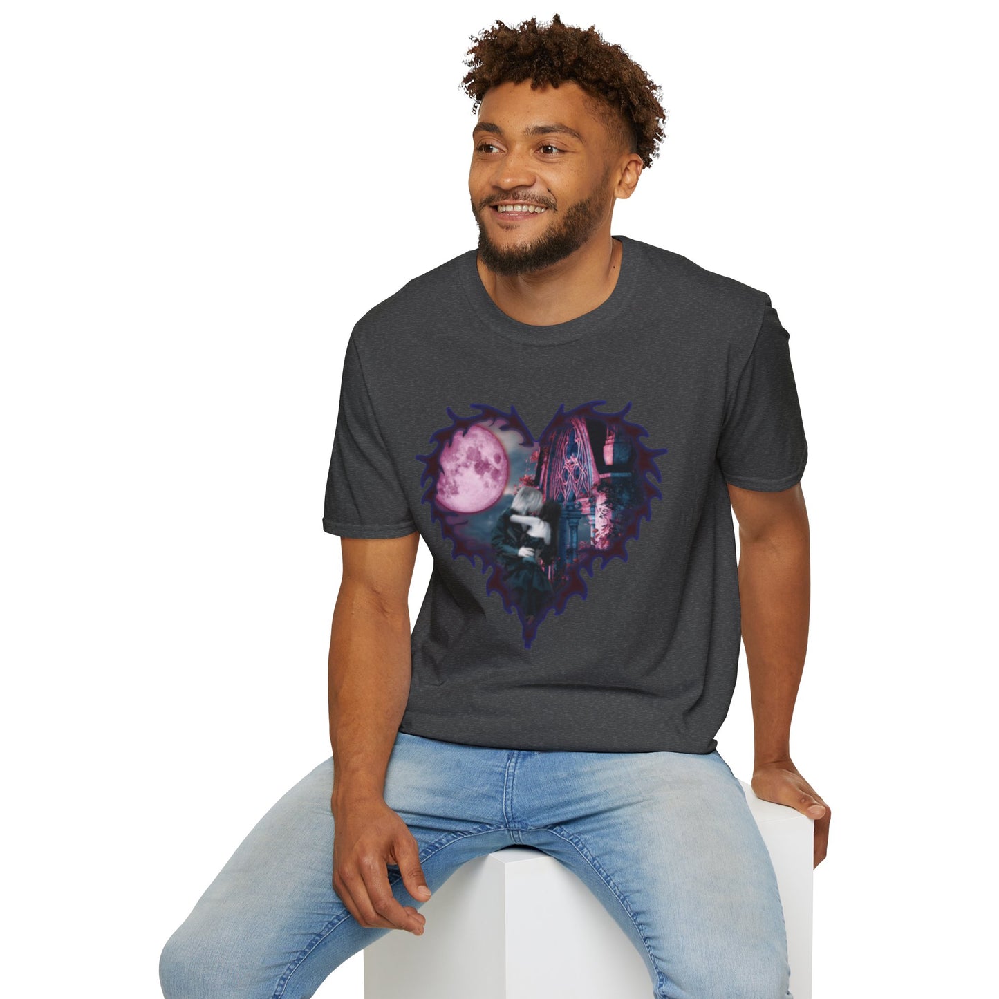 Gothic Couple Under the Moon - Unisex Softstyle T-Shirt