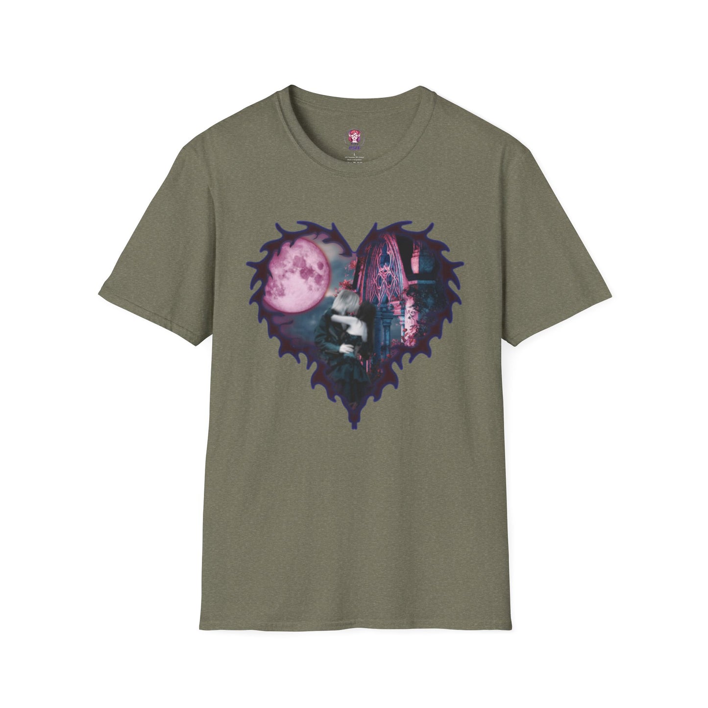 Gothic Couple Under the Moon - Unisex Softstyle T-Shirt