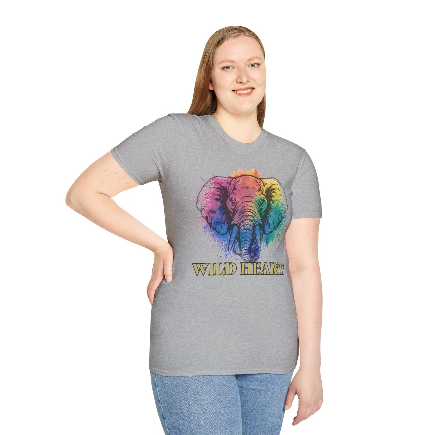 Wild Heart Collection - Elephant Color Splash Unisex Softstyle Graphic T-Shirt