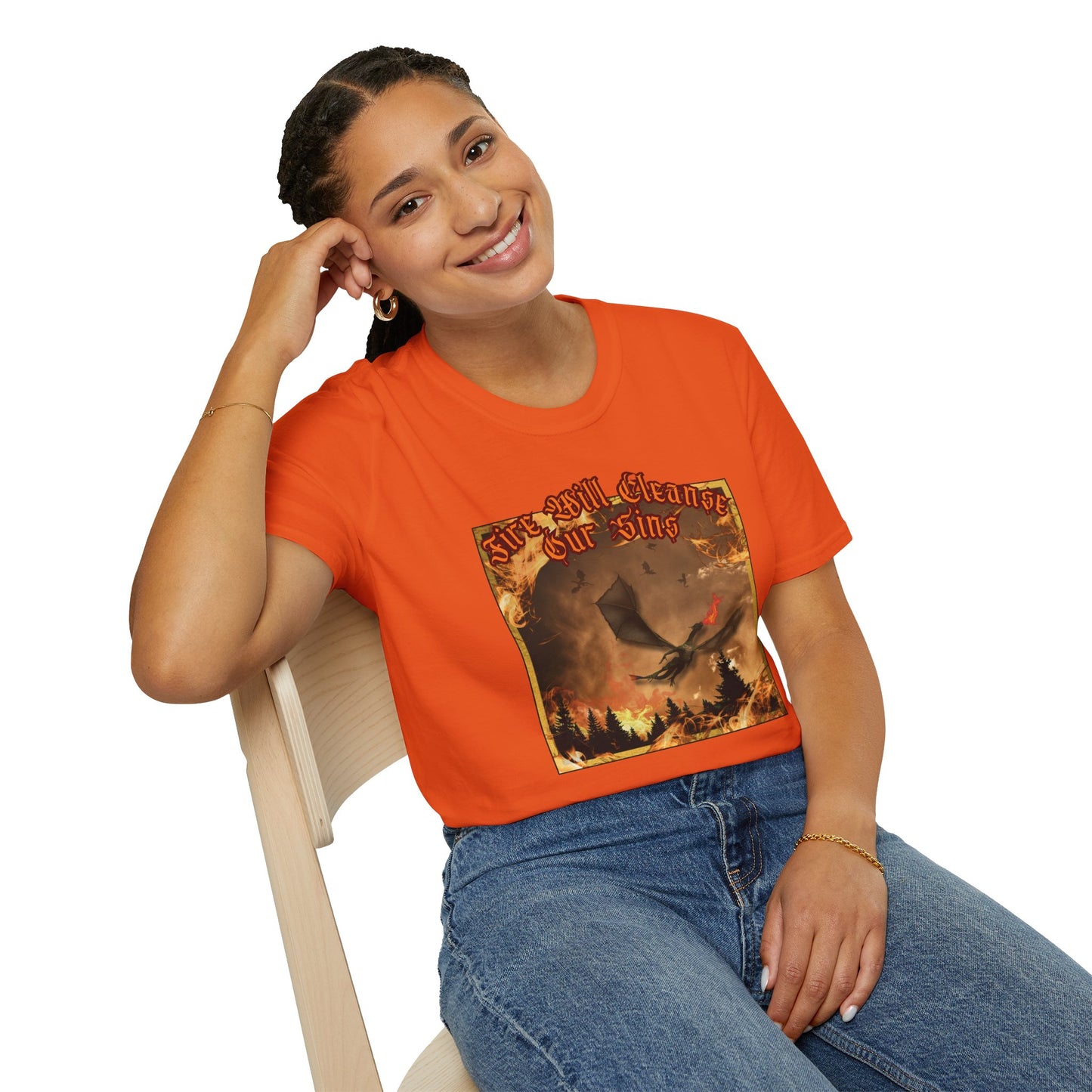 Dragon Attacking - Fire Will Cleanse Our Sins - Unisex Softstyle T-Shirt