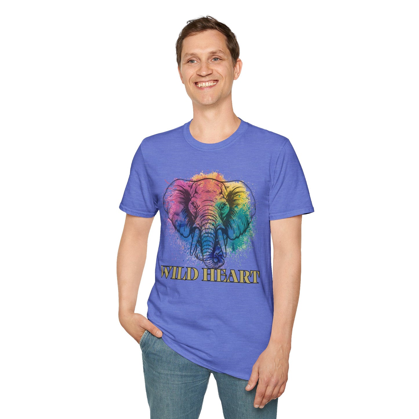 Wild Heart Collection - Elephant Color Splash Unisex Softstyle Graphic T-Shirt