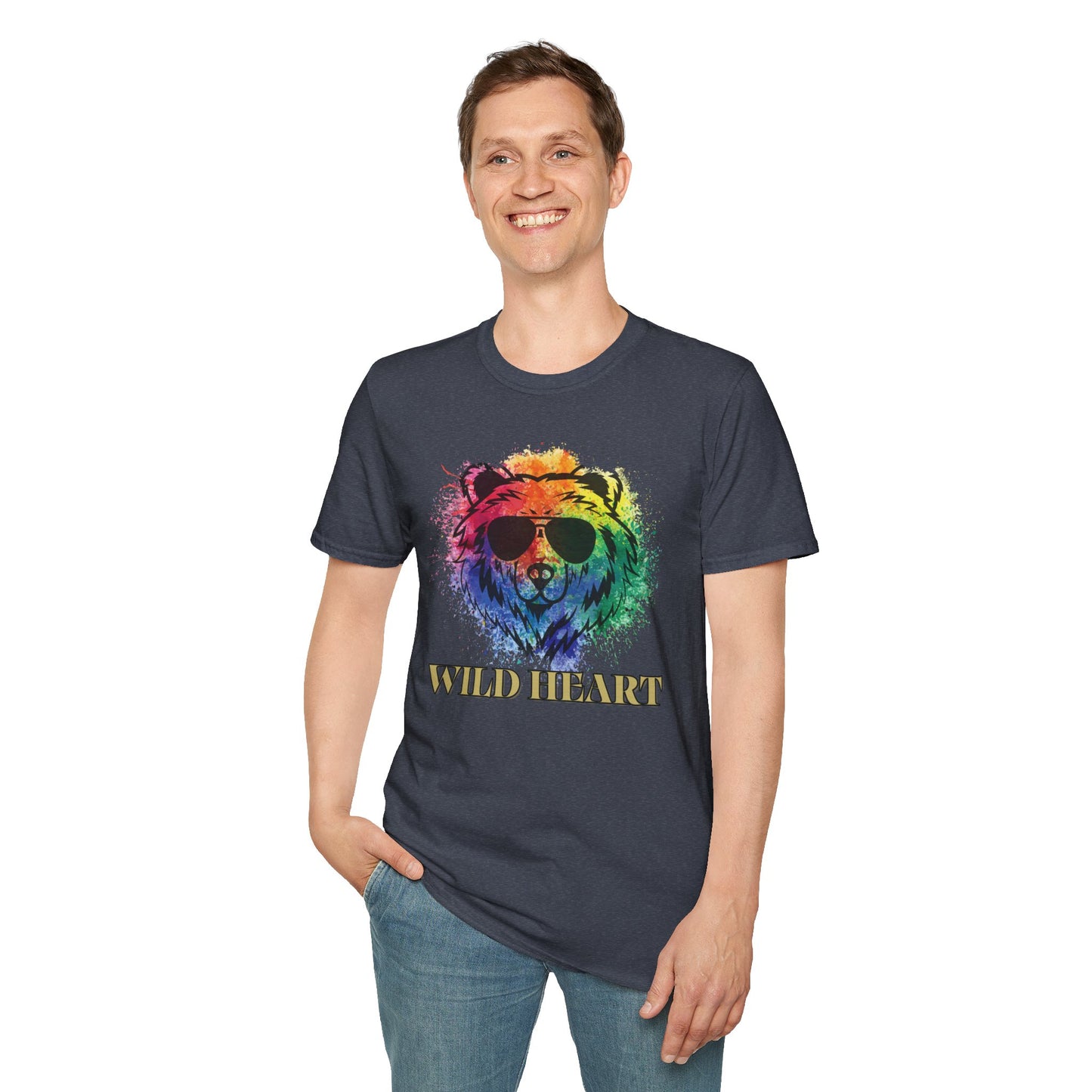 Wild Heart Collection - Bear Color Splash Unisex Softstyle Graphic T-Shirt