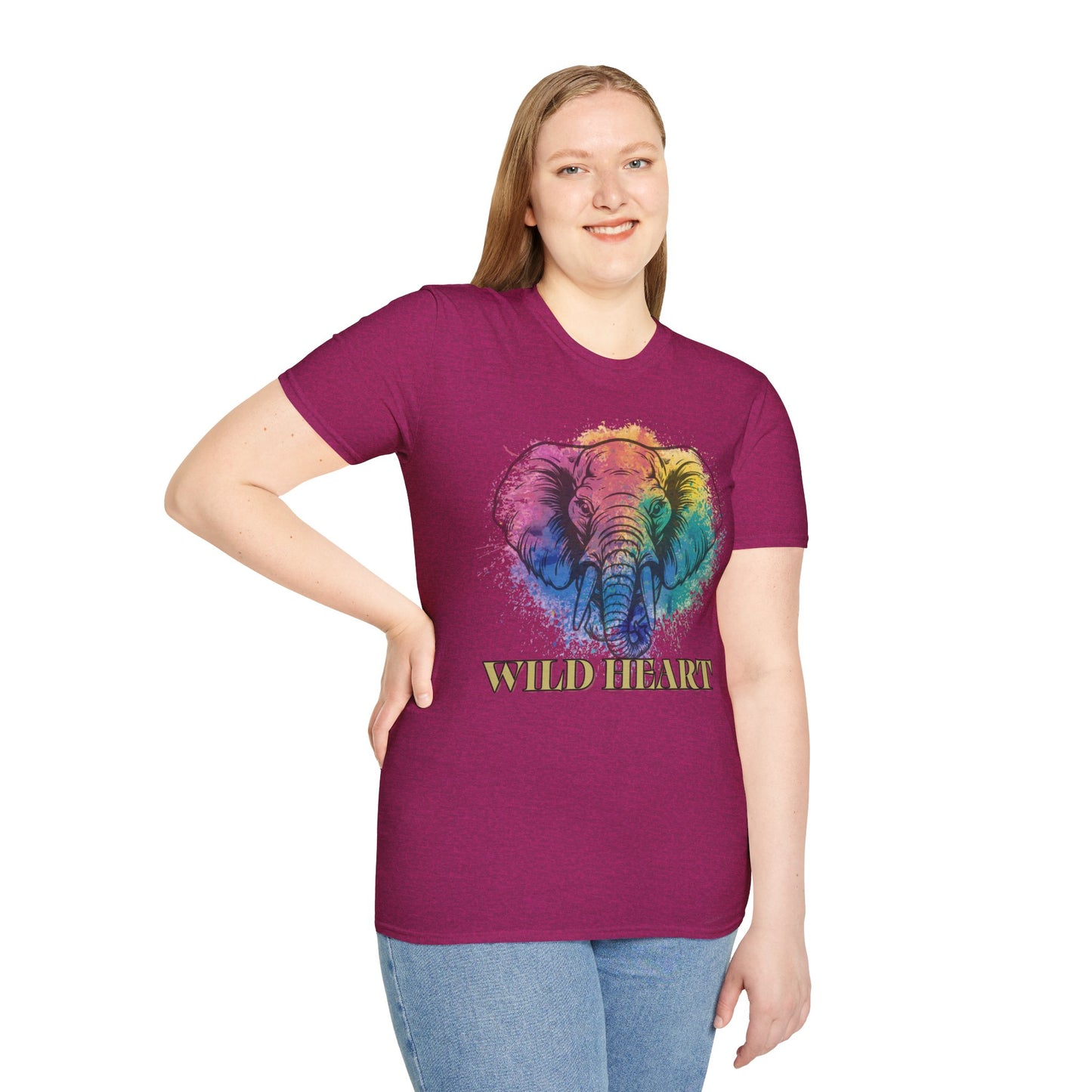 Wild Heart Collection - Elephant Color Splash Unisex Softstyle Graphic T-Shirt