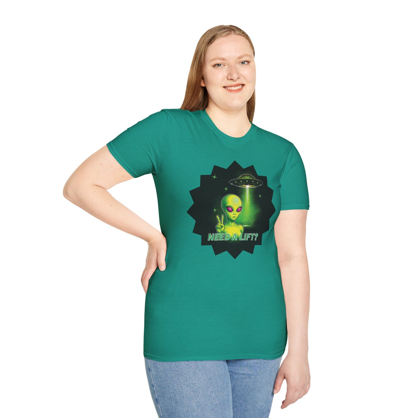 Cool Alien Peace Sign - Need a Lift - Unisex Softstyle T-Shirt