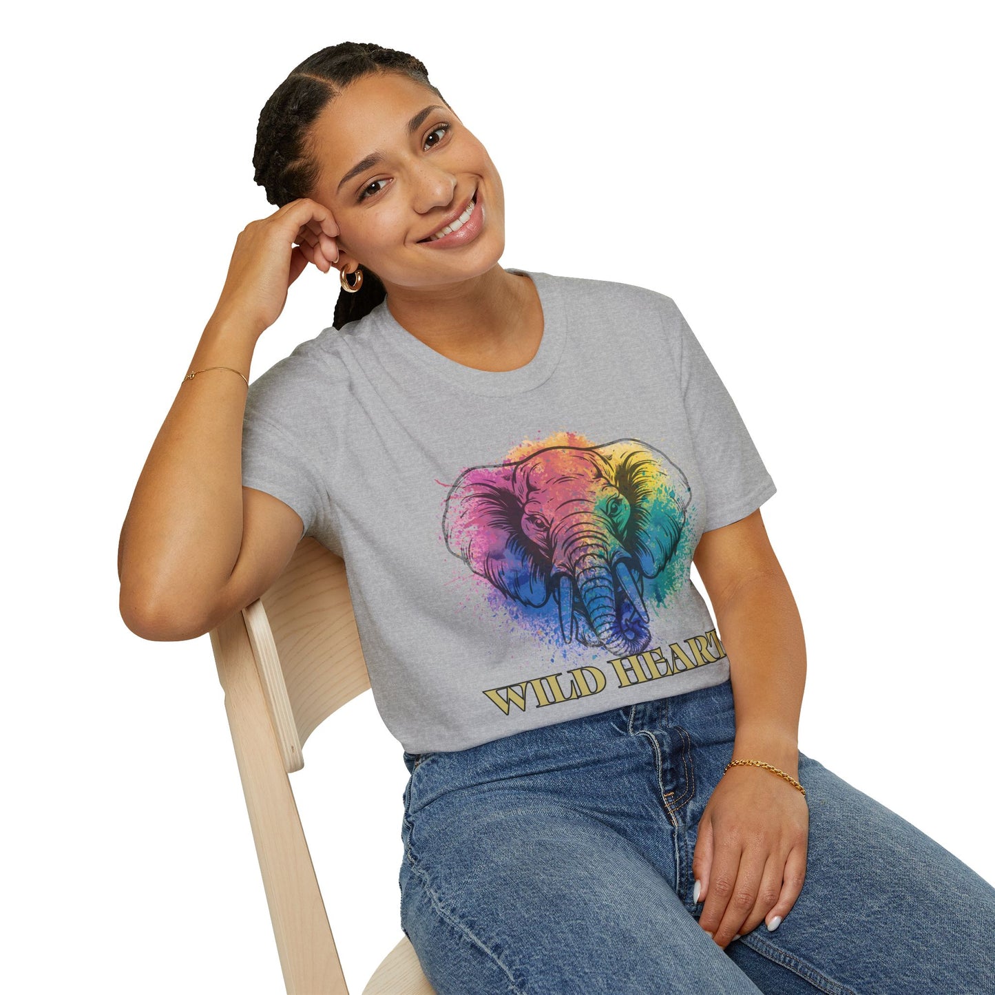 Wild Heart Collection - Elephant Color Splash Unisex Softstyle Graphic T-Shirt