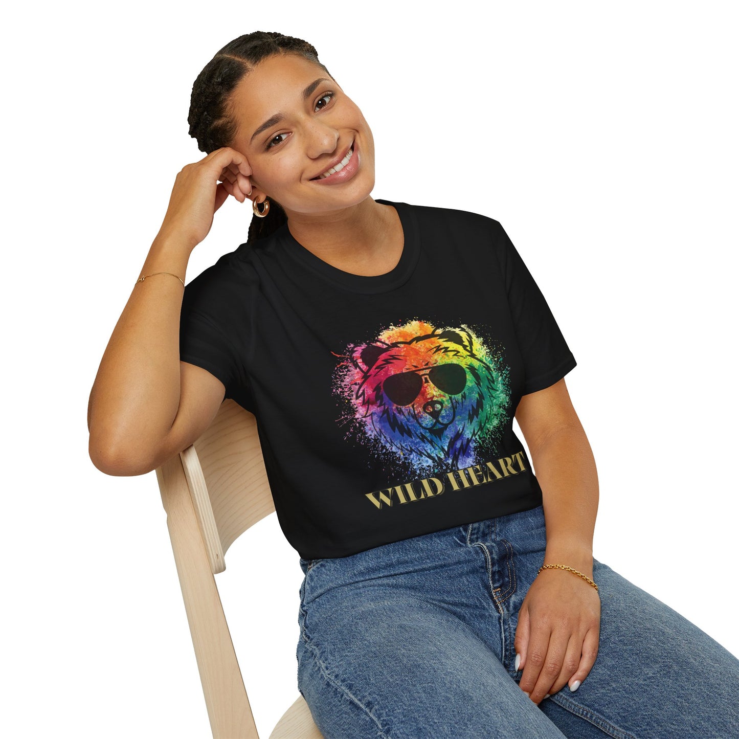 Wild Heart Collection - Bear Color Splash Unisex Softstyle Graphic T-Shirt