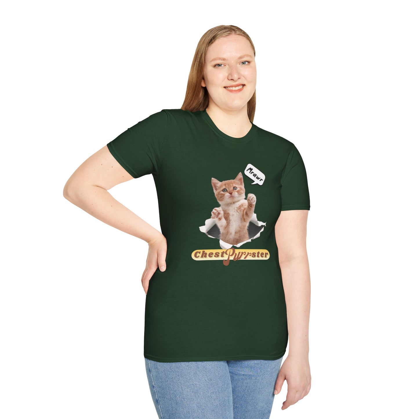 Cute Kitten ChestPurrster Pun - Unisex Softstyle T-Shirt