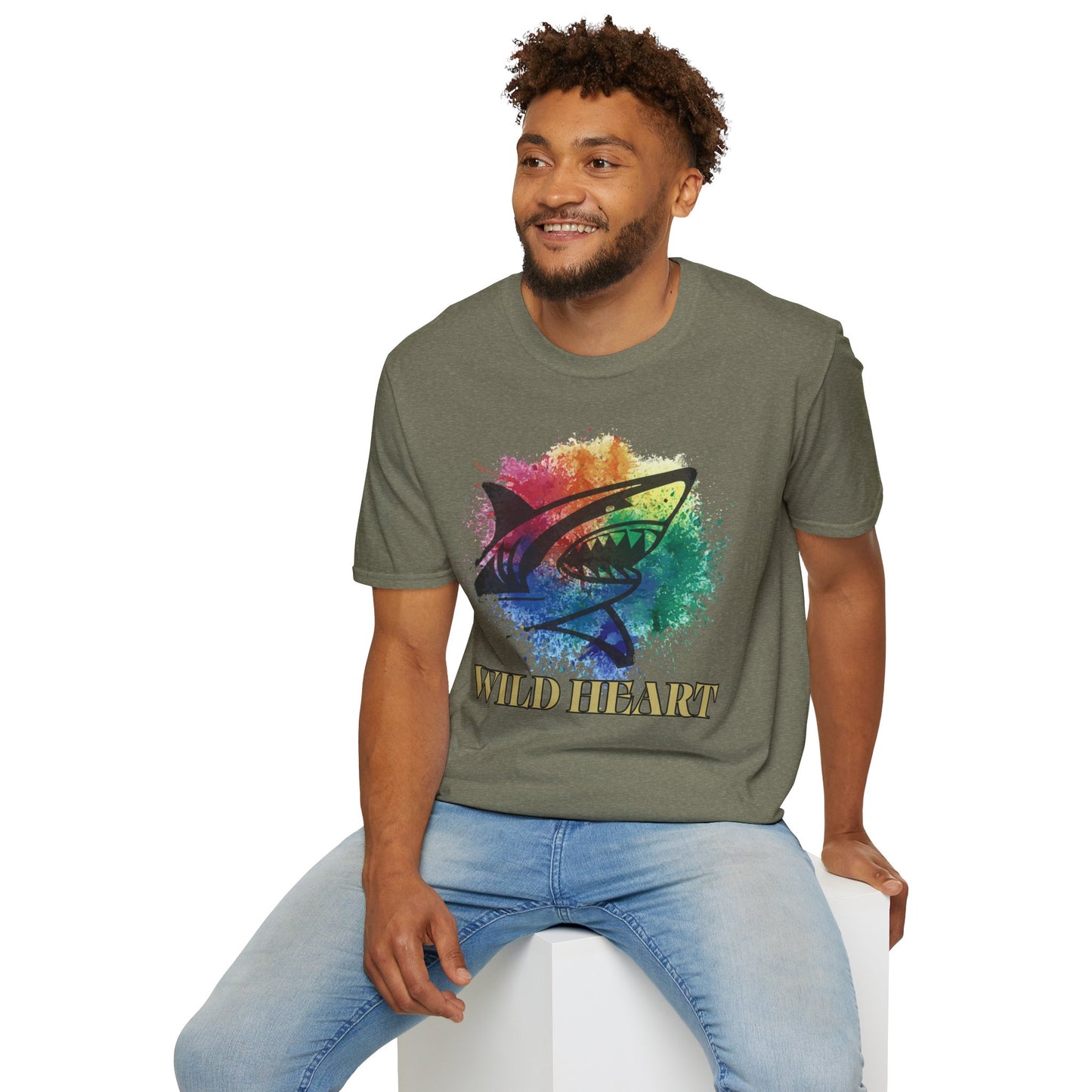 Wild Heart Collection - Shark Color Splash Unisex Softstyle Graphic T-Shirt