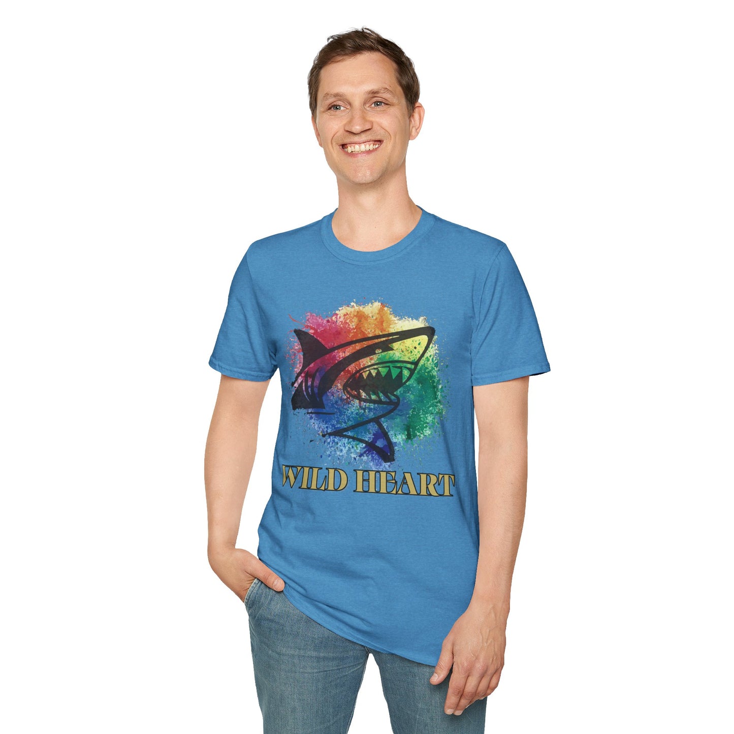 Wild Heart Collection - Shark Color Splash Unisex Softstyle Graphic T-Shirt