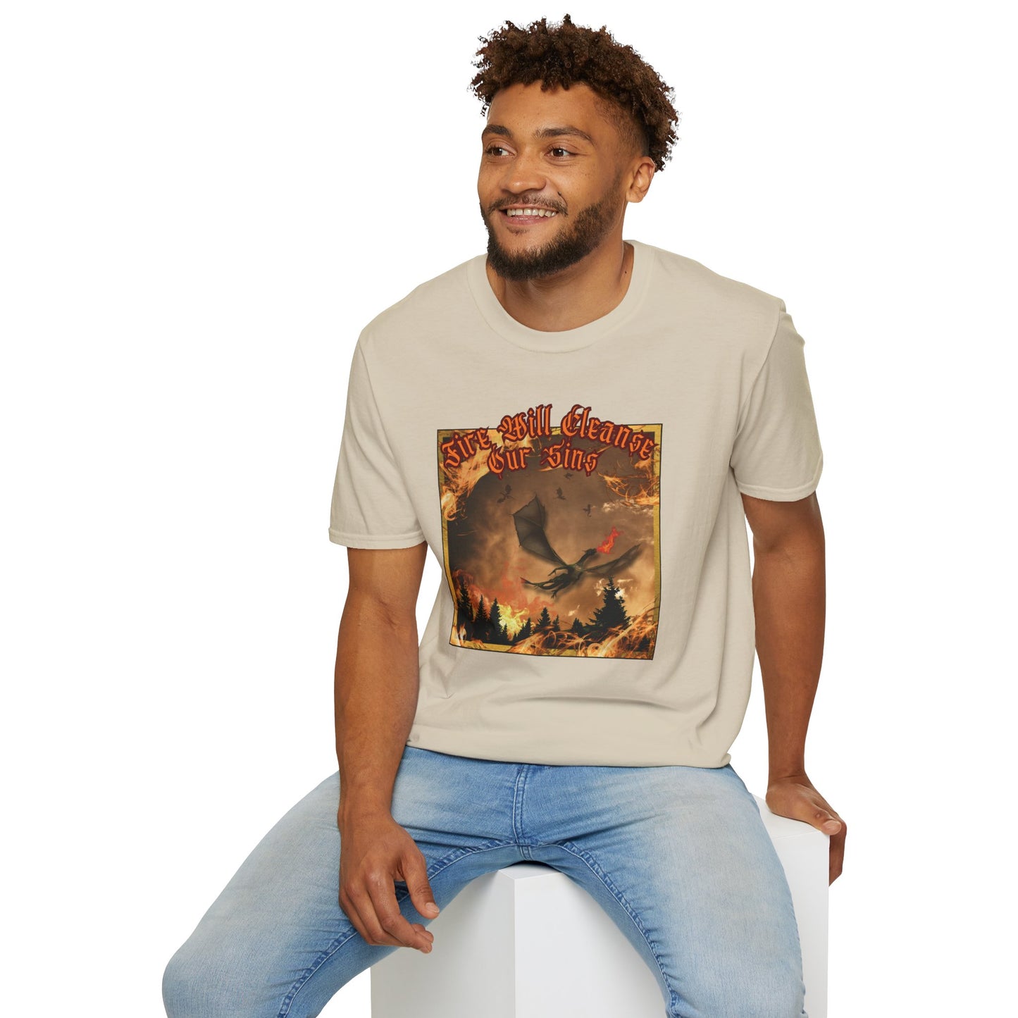 Dragon Attacking - Fire Will Cleanse Our Sins - Unisex Softstyle T-Shirt