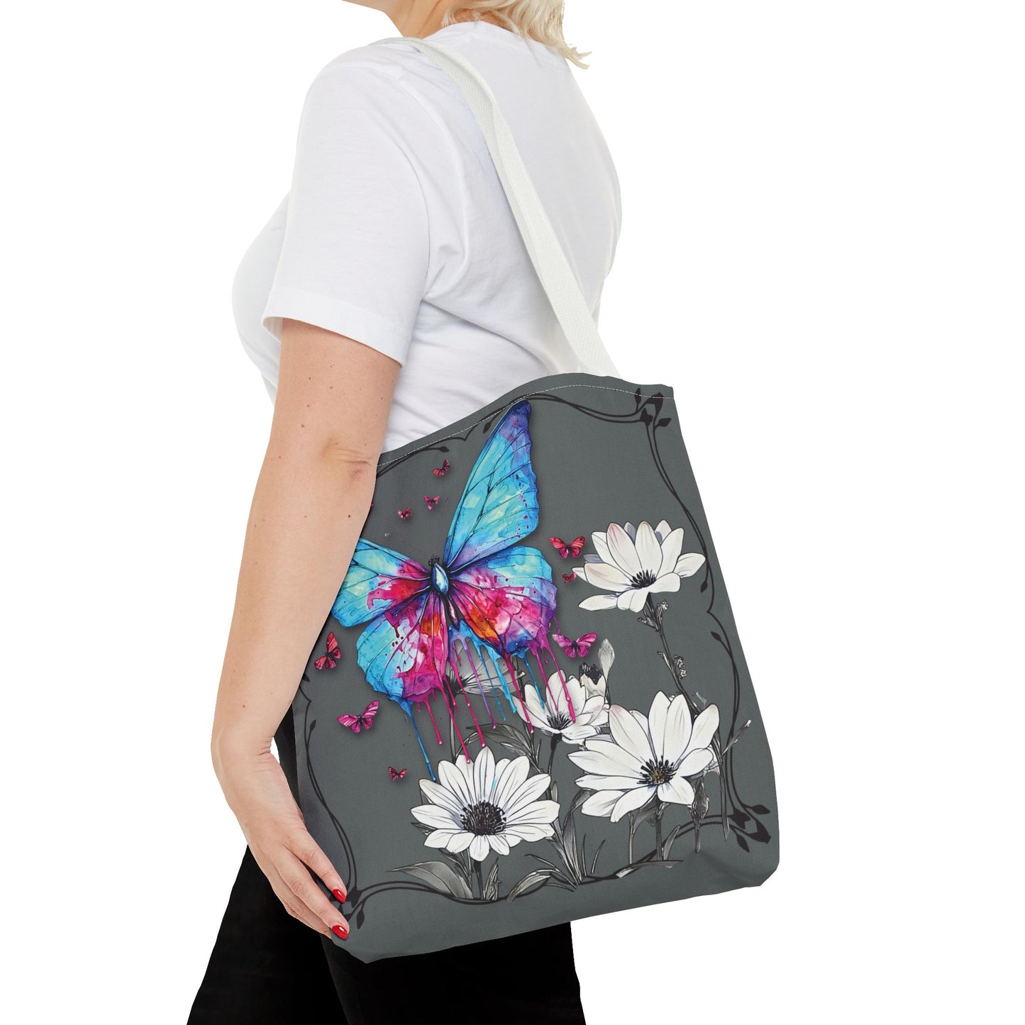 Painted Butterfly in Black and White Tote Bag