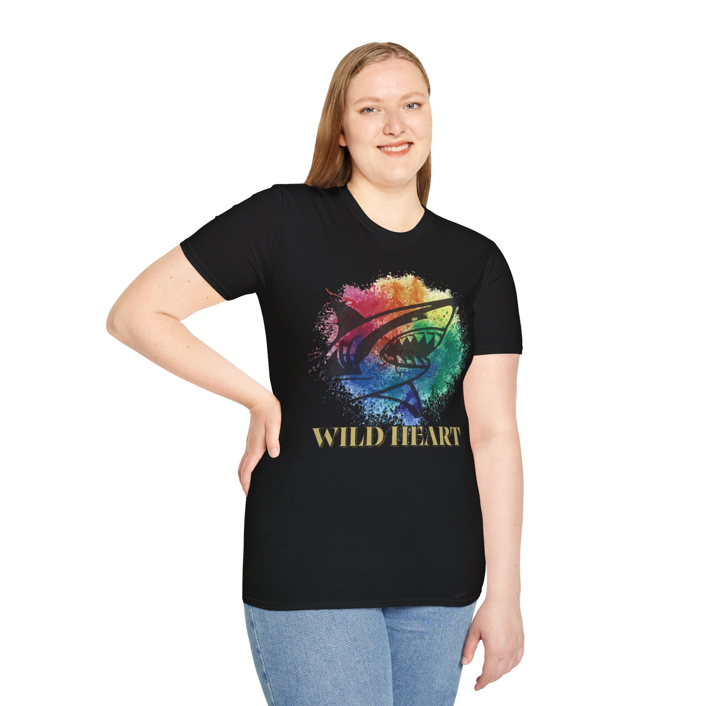Wild Heart Collection - Shark Color Splash Unisex Softstyle Graphic T-Shirt