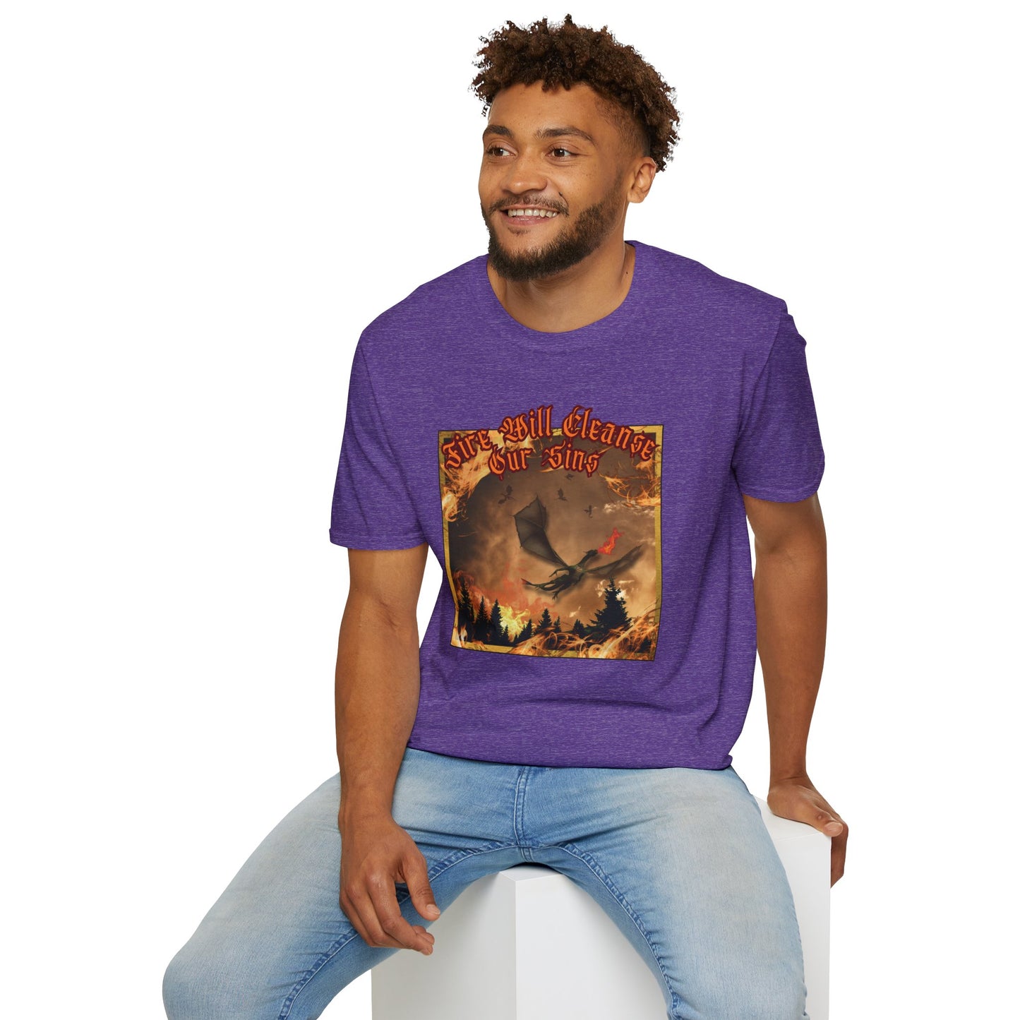 Dragon Attacking - Fire Will Cleanse Our Sins - Unisex Softstyle T-Shirt