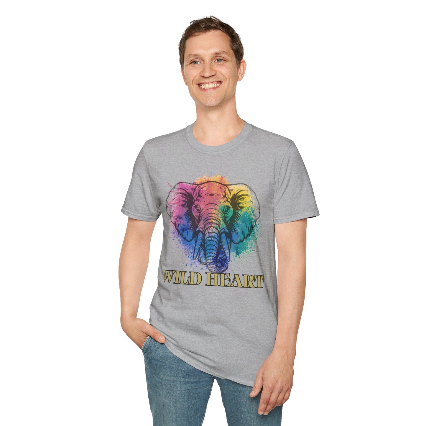 Wild Heart Collection - Elephant Color Splash Unisex Softstyle Graphic T-Shirt