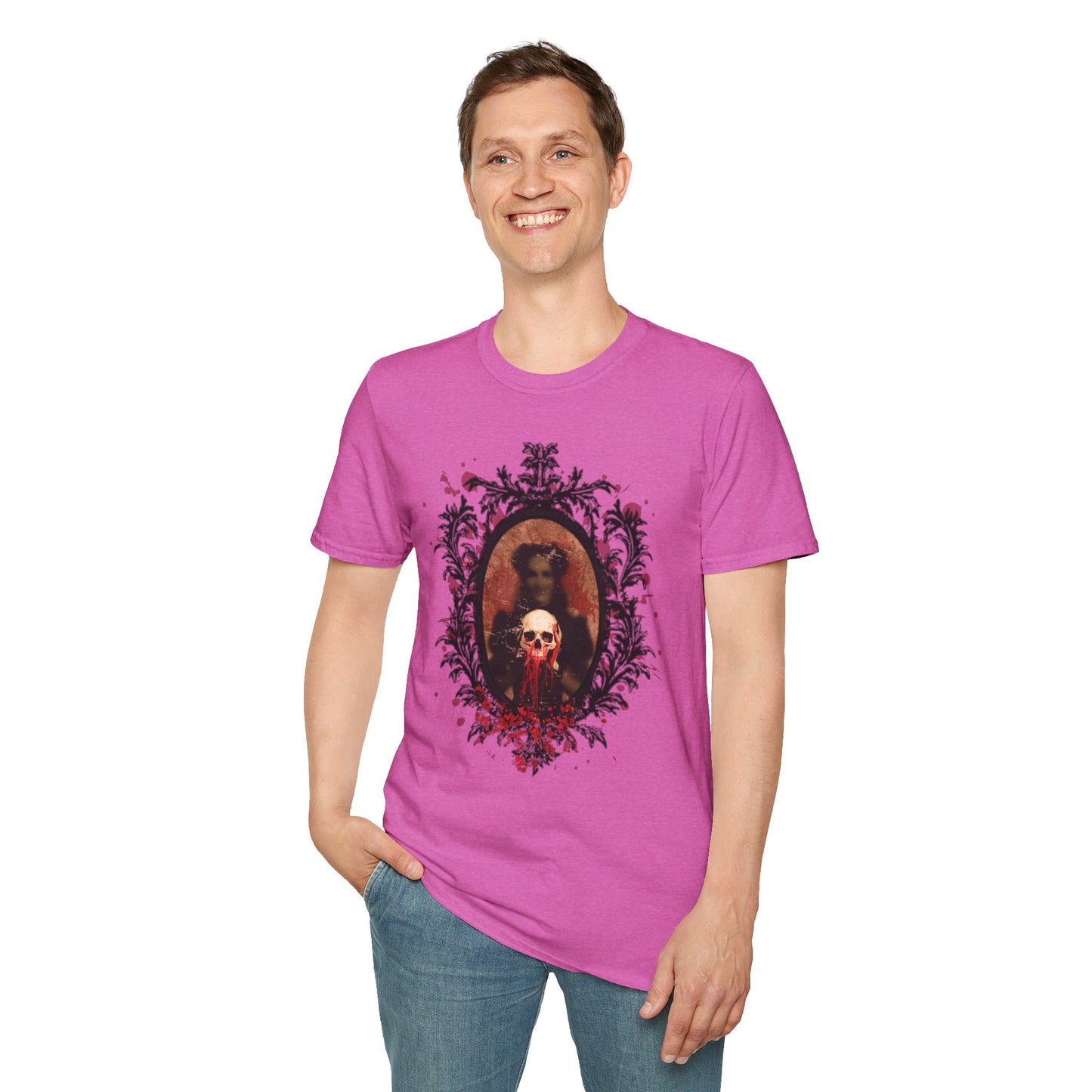 Vintage Gothic Skull Frame - Unisex Softstyle T-Shirt
