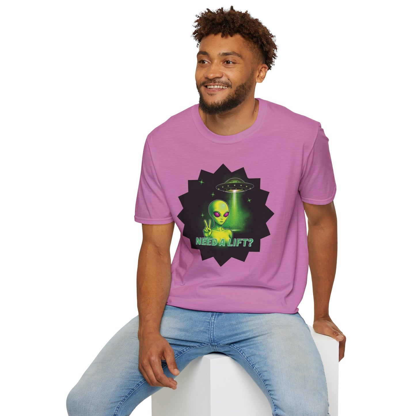 Cool Alien Peace Sign - Need a Lift - Unisex Softstyle T-Shirt