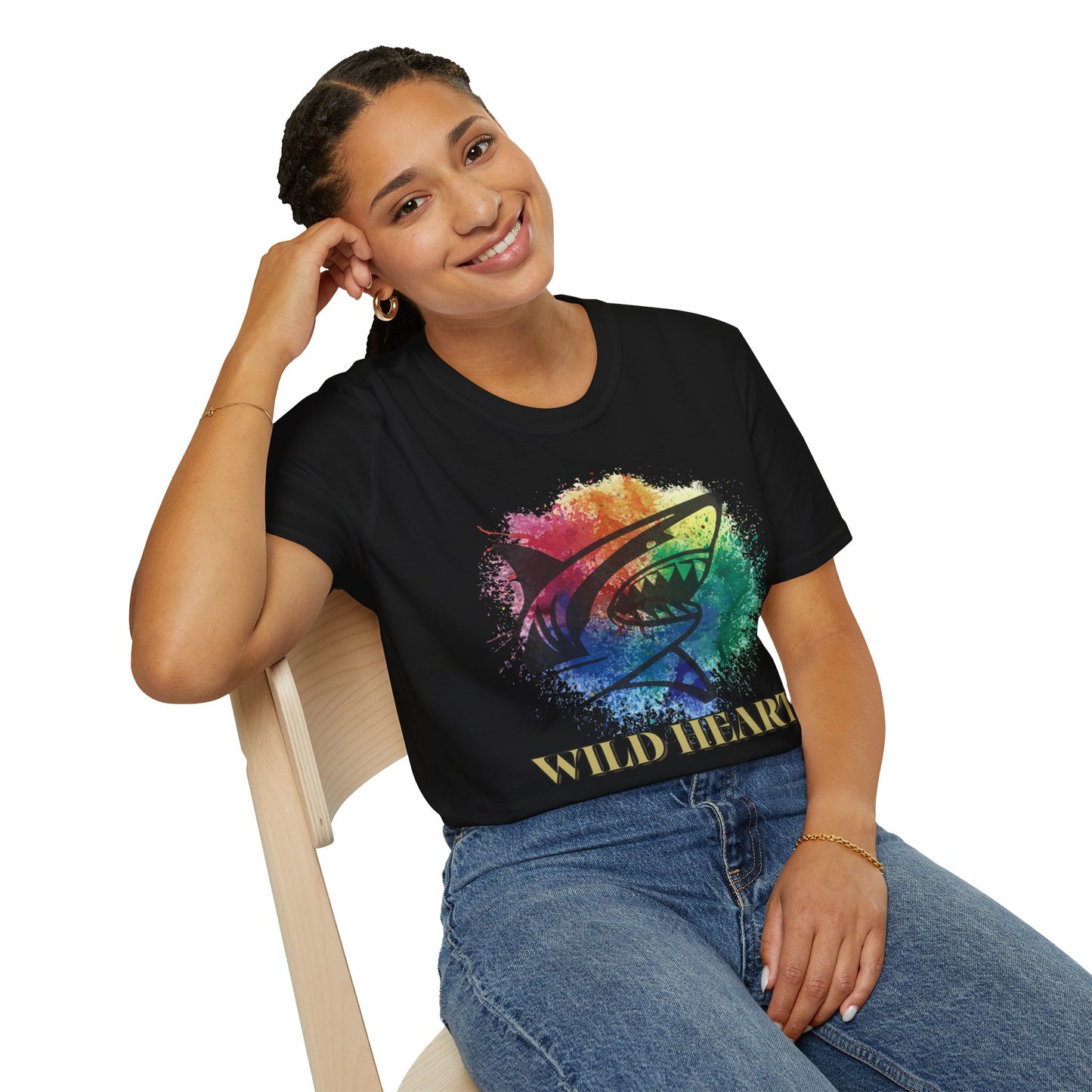 Wild Heart Collection - Shark Color Splash Unisex Softstyle Graphic T-Shirt