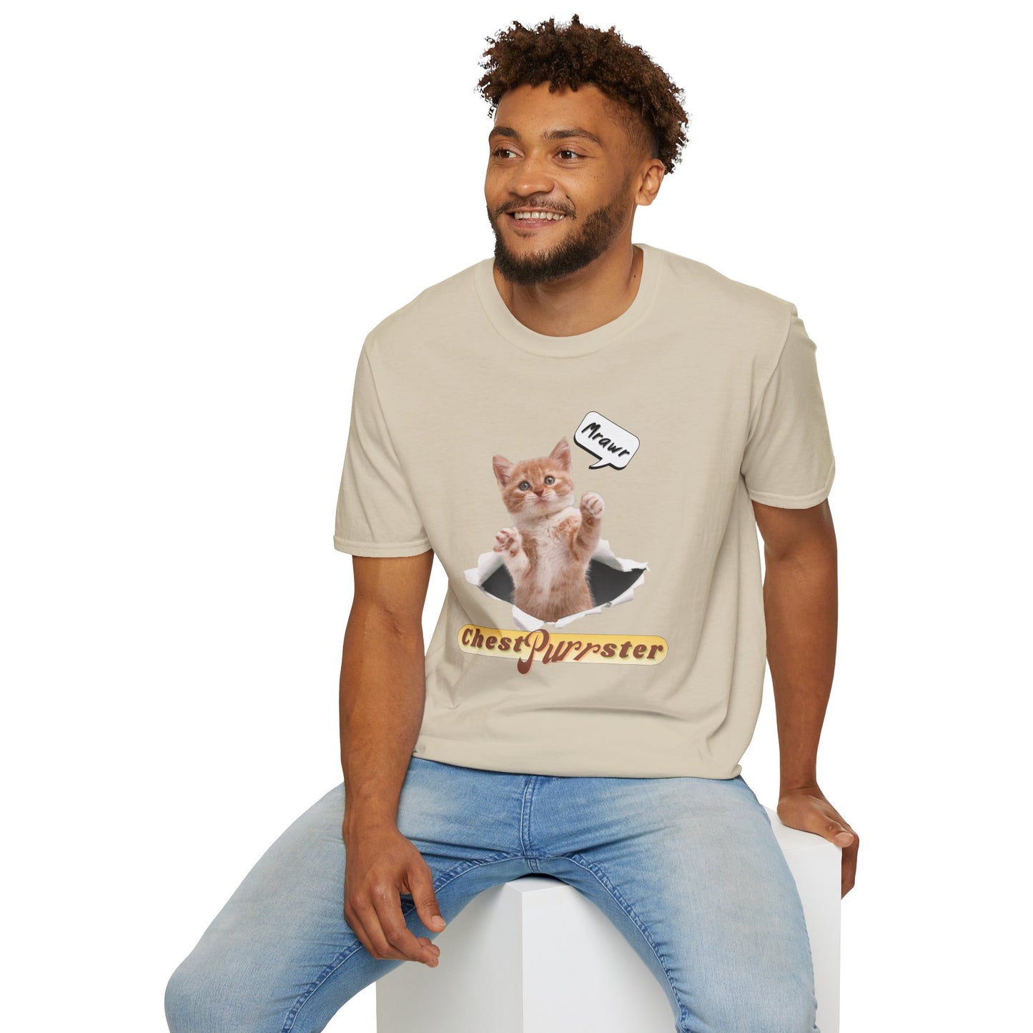 Cute Kitten ChestPurrster Pun - Unisex Softstyle T-Shirt