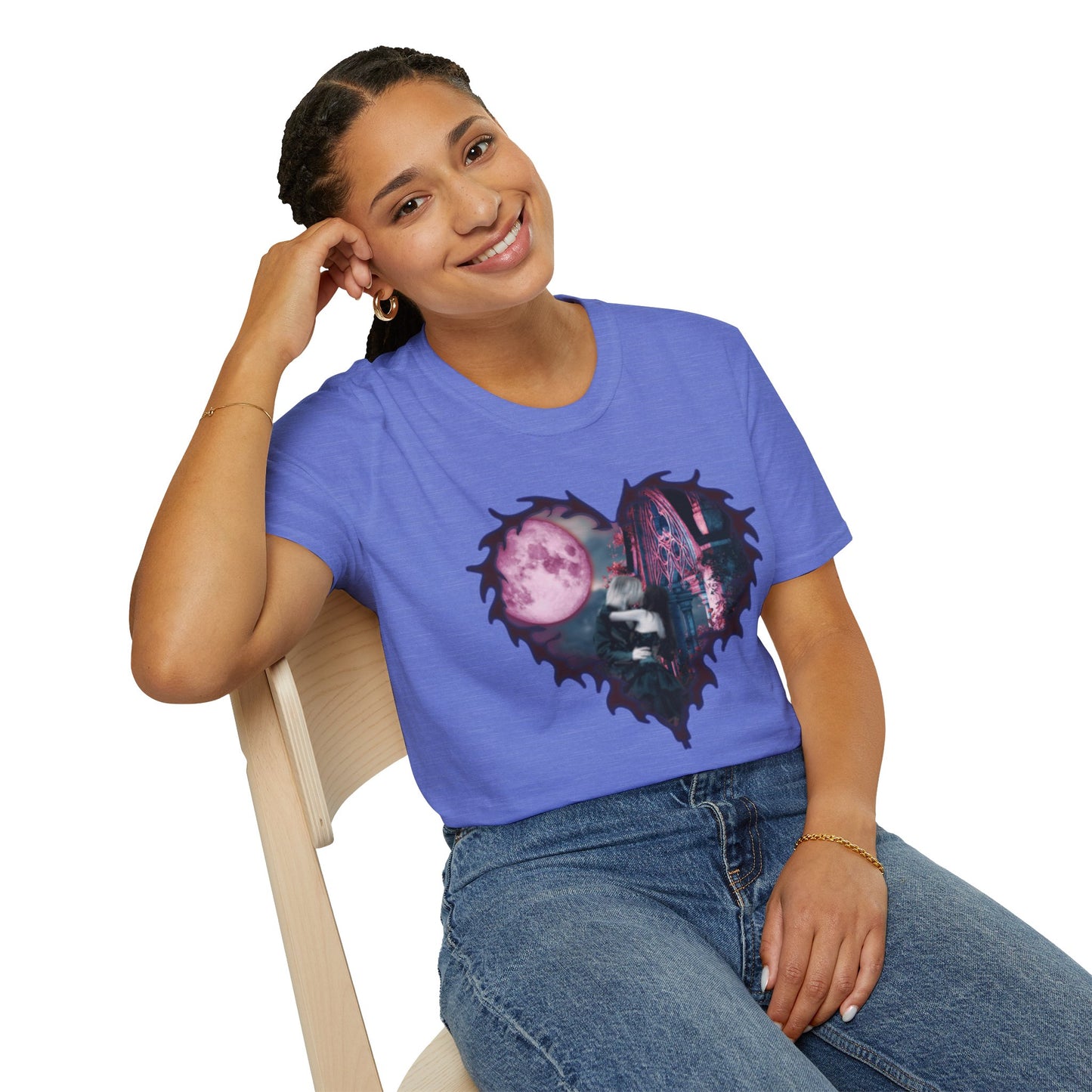 Gothic Couple Under the Moon - Unisex Softstyle T-Shirt