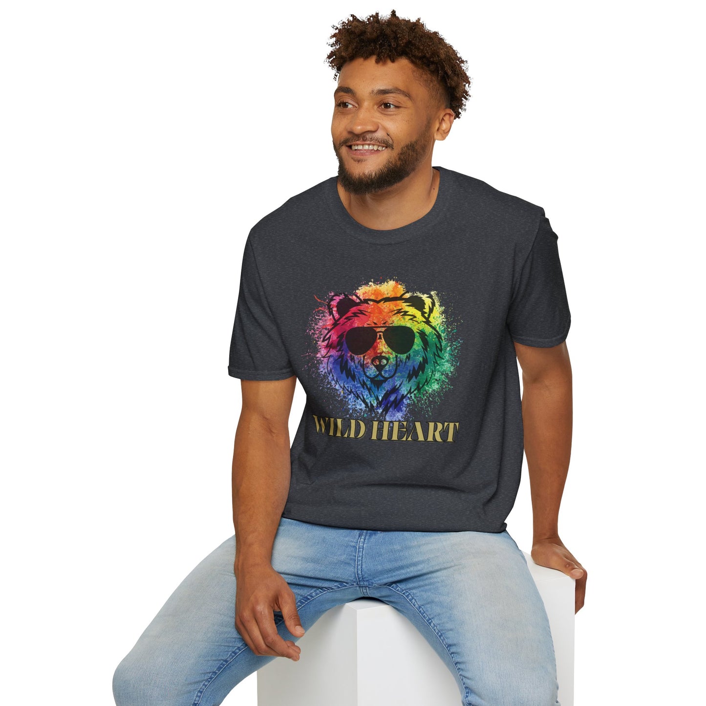 Wild Heart Collection - Bear Color Splash Unisex Softstyle Graphic T-Shirt