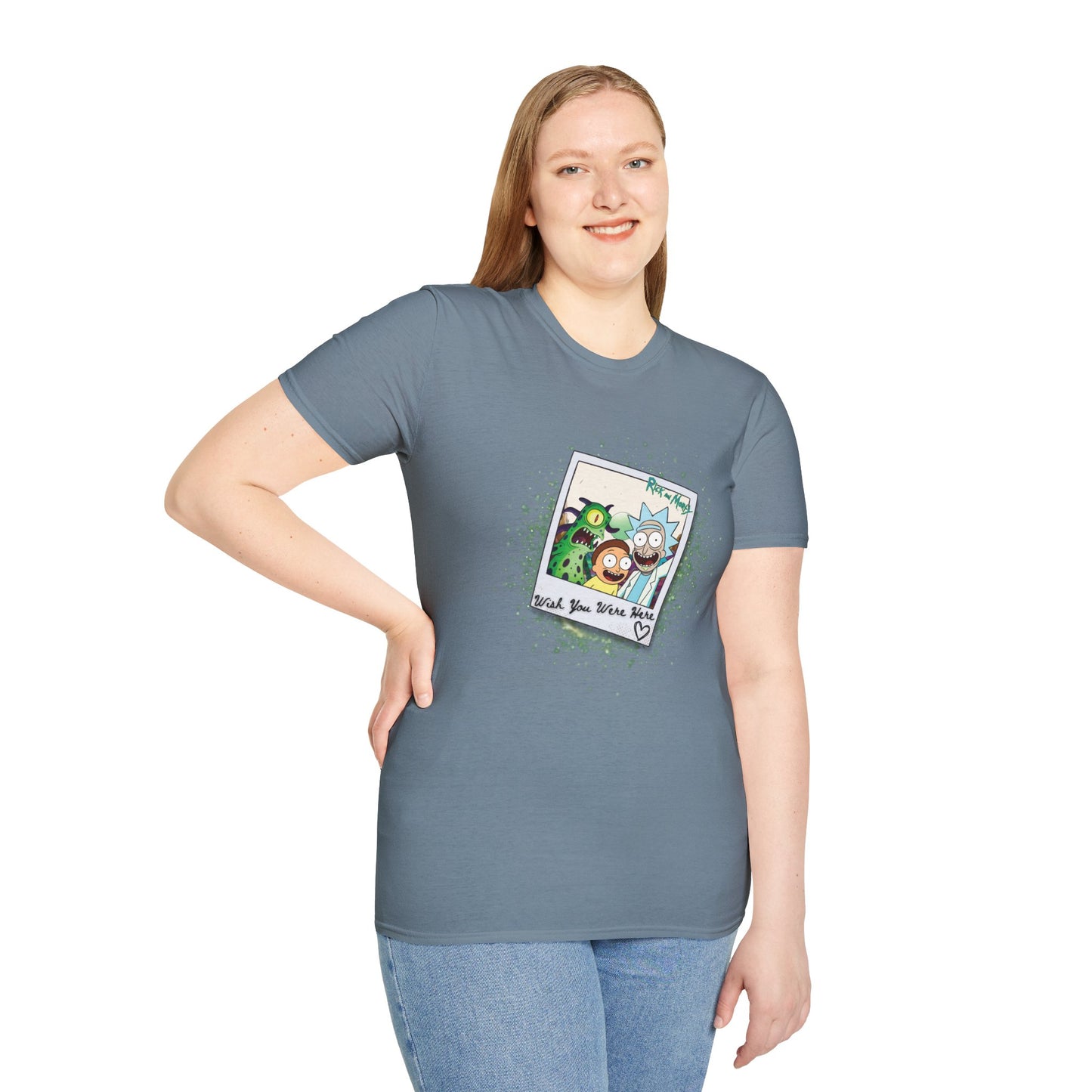 Rick & Morty Polaroid - Wish You Were Here - Unisex Softstyle T-Shirt