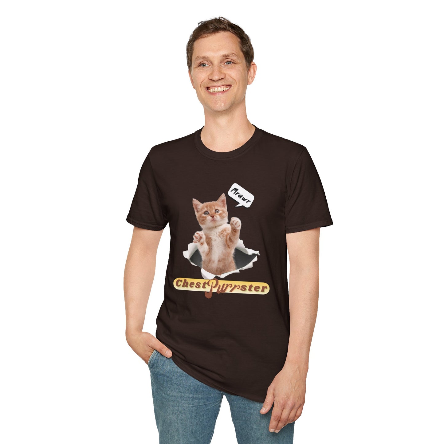 Cute Kitten ChestPurrster Pun - Unisex Softstyle T-Shirt