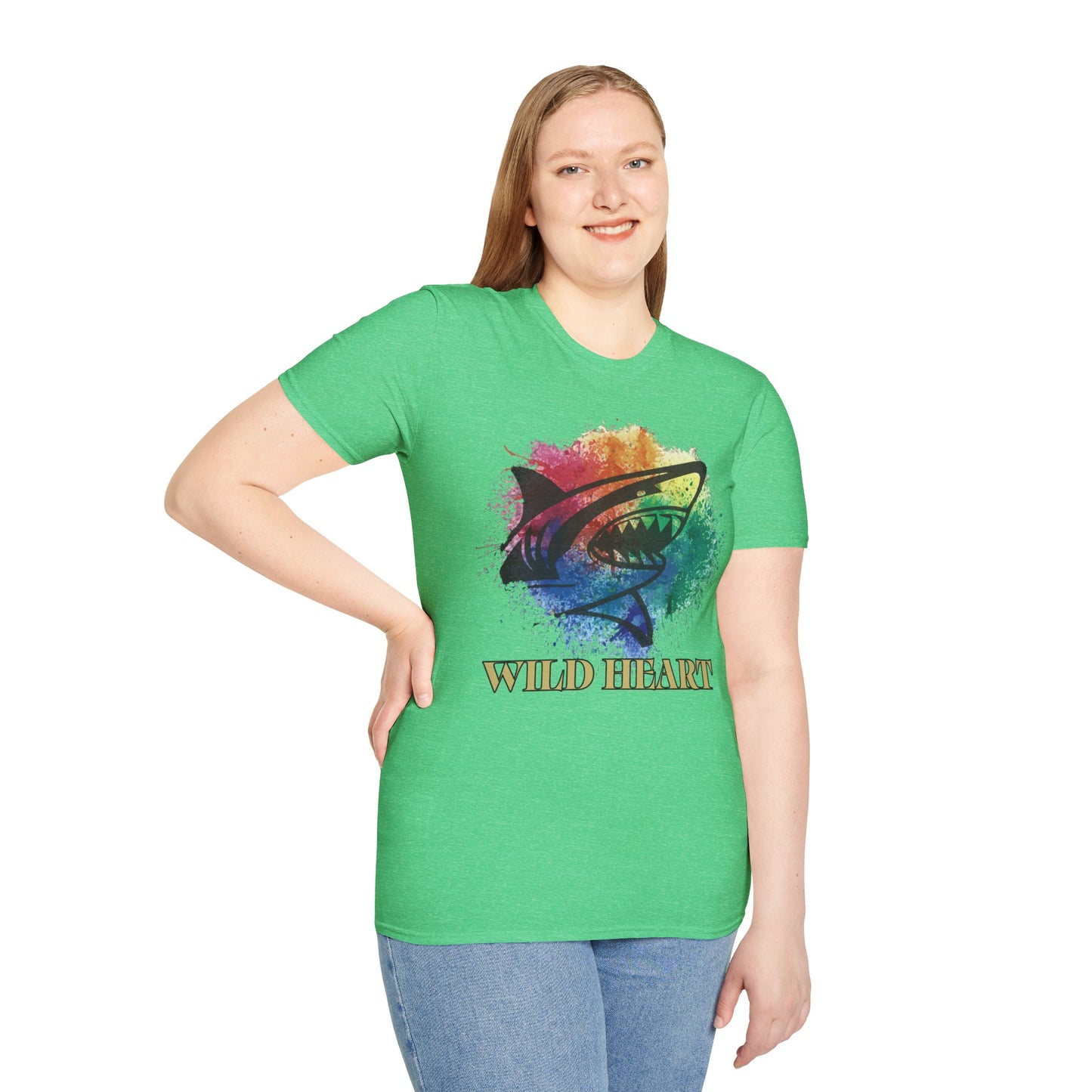 Wild Heart Collection - Shark Color Splash Unisex Softstyle Graphic T-Shirt