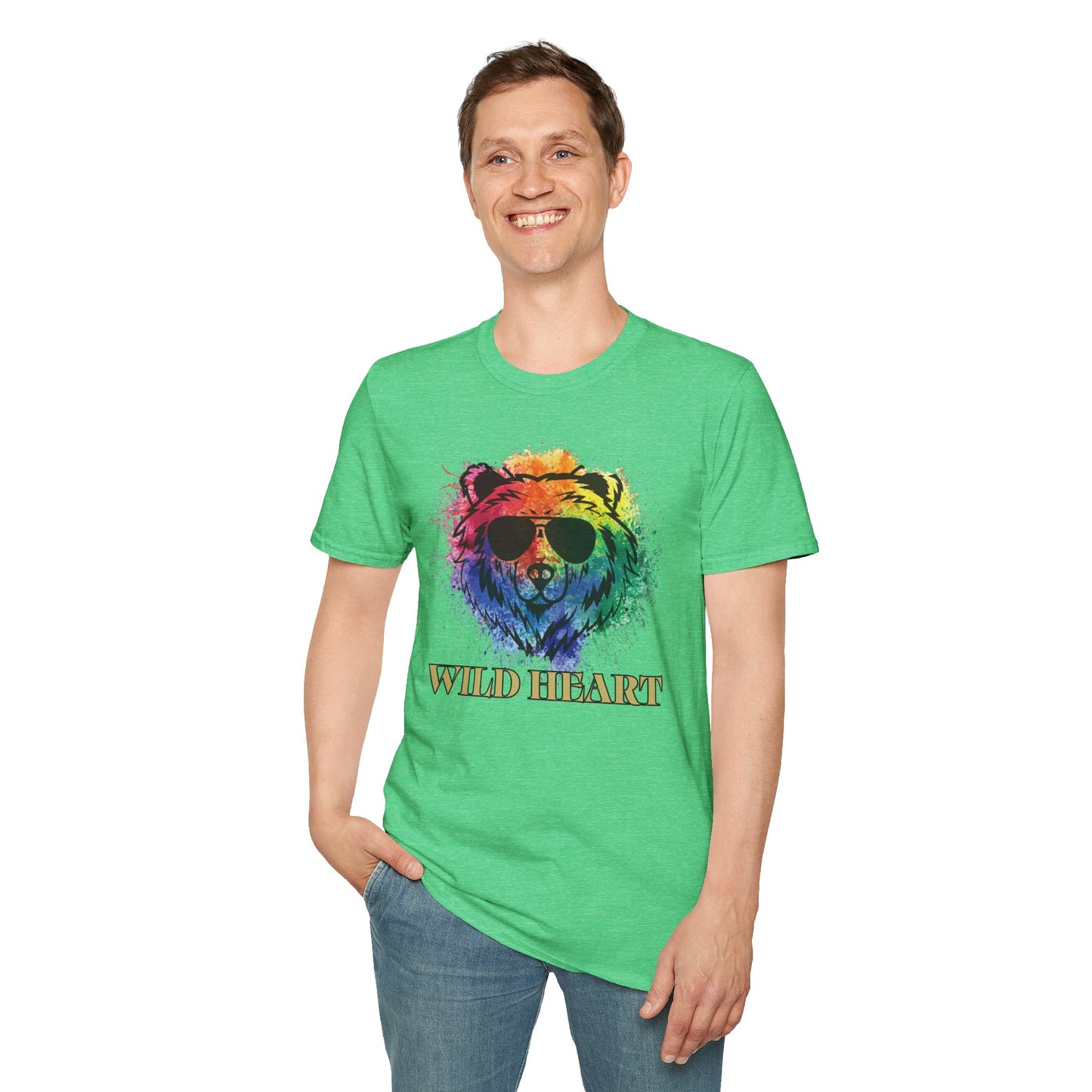 Wild Heart Collection - Bear Color Splash Unisex Softstyle Graphic T-Shirt