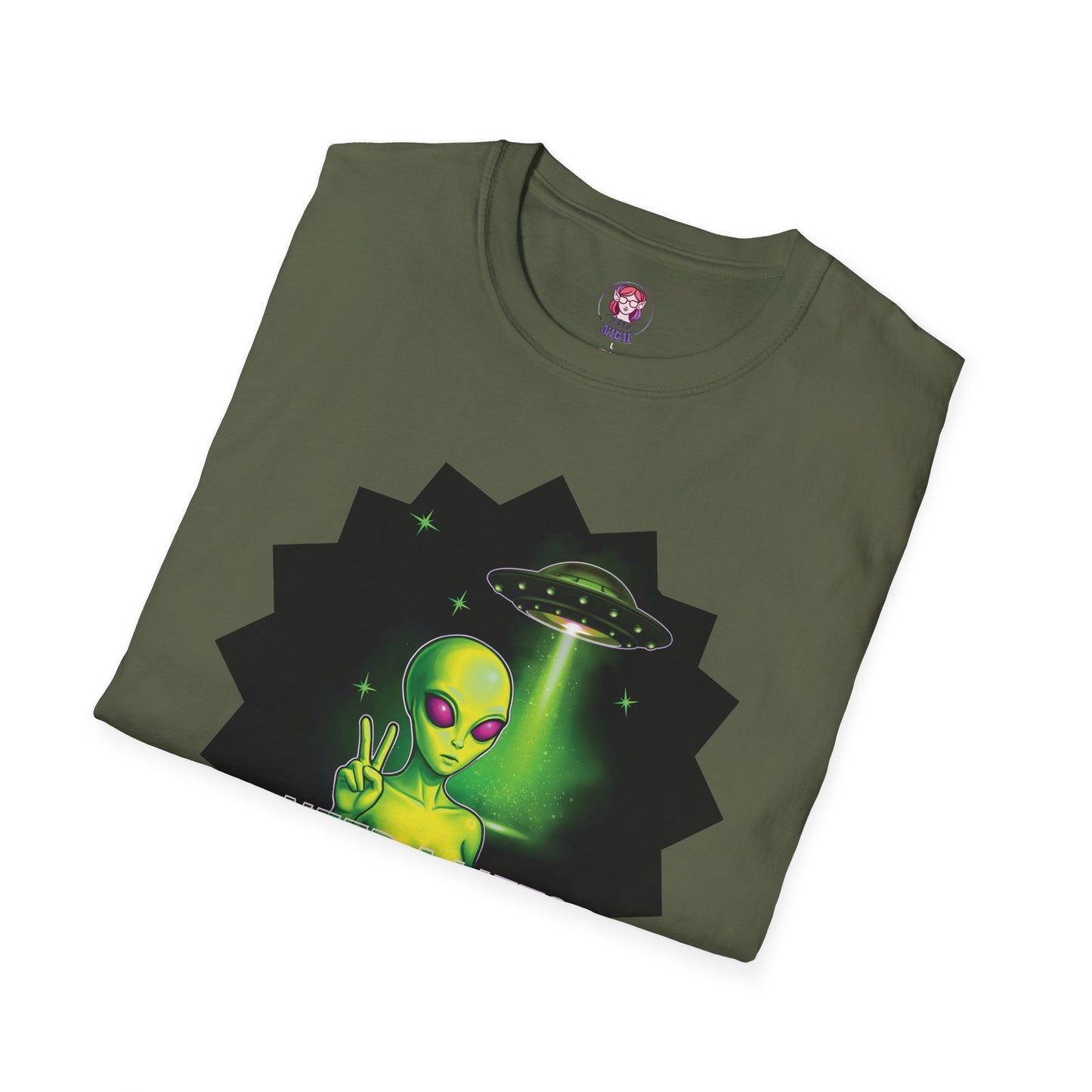 Cool Alien Peace Sign - Need a Lift - Unisex Softstyle T-Shirt