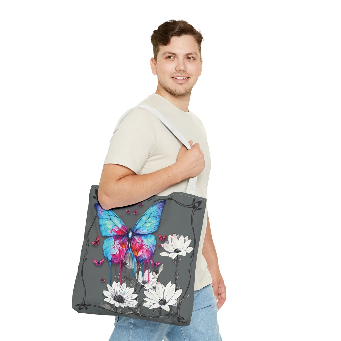 Painted Butterfly in Black and White Tote Bag