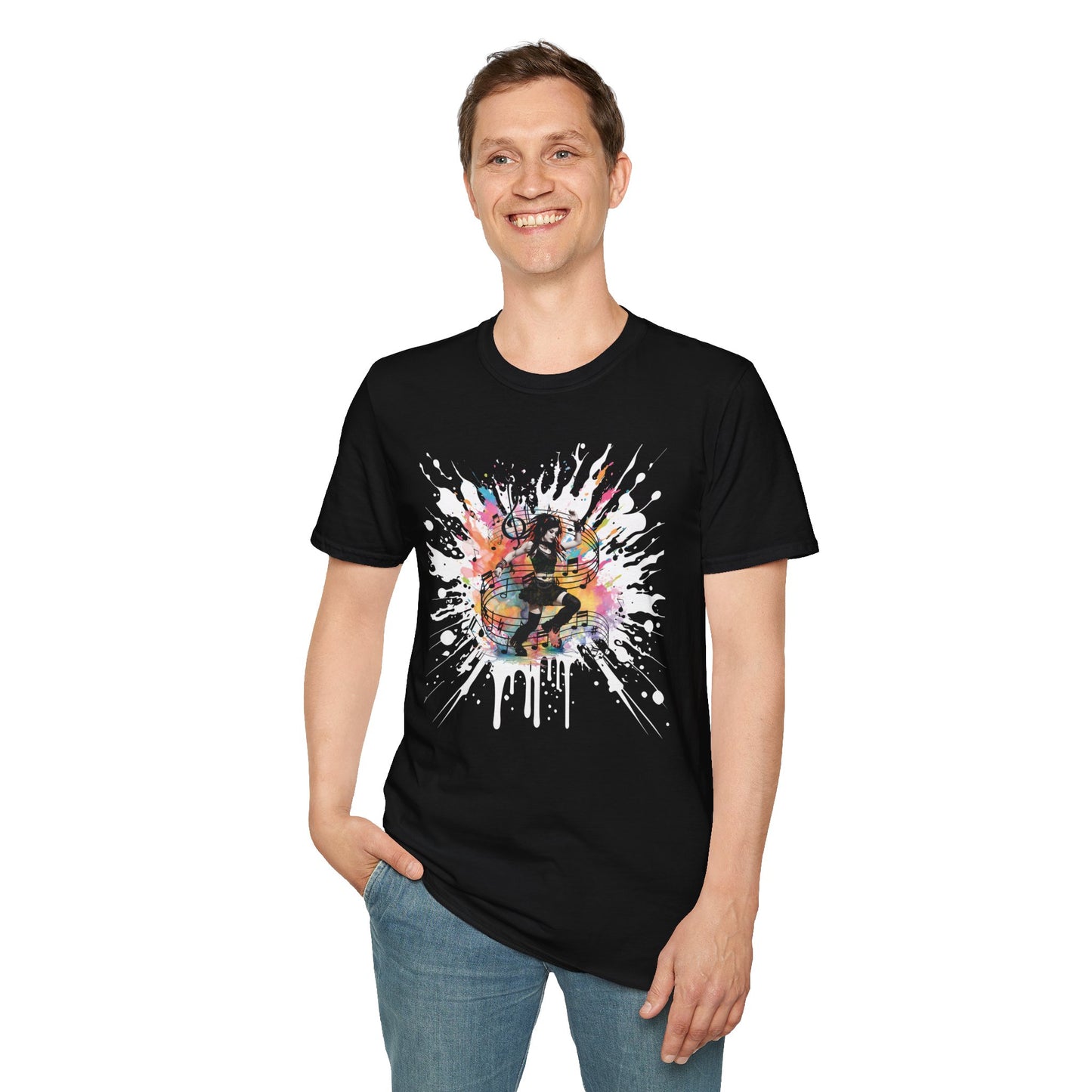Colorful Music Brings Life Punk Dancer - Unisex Softstyle T-Shirt