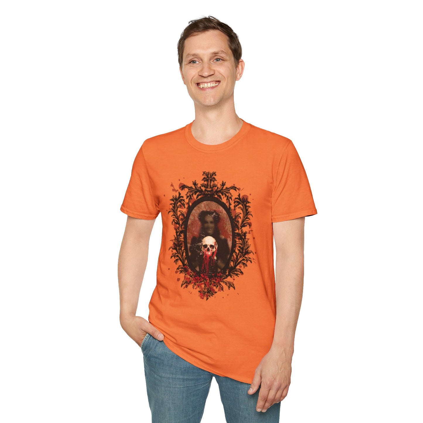 Vintage Gothic Skull Frame - Unisex Softstyle T-Shirt