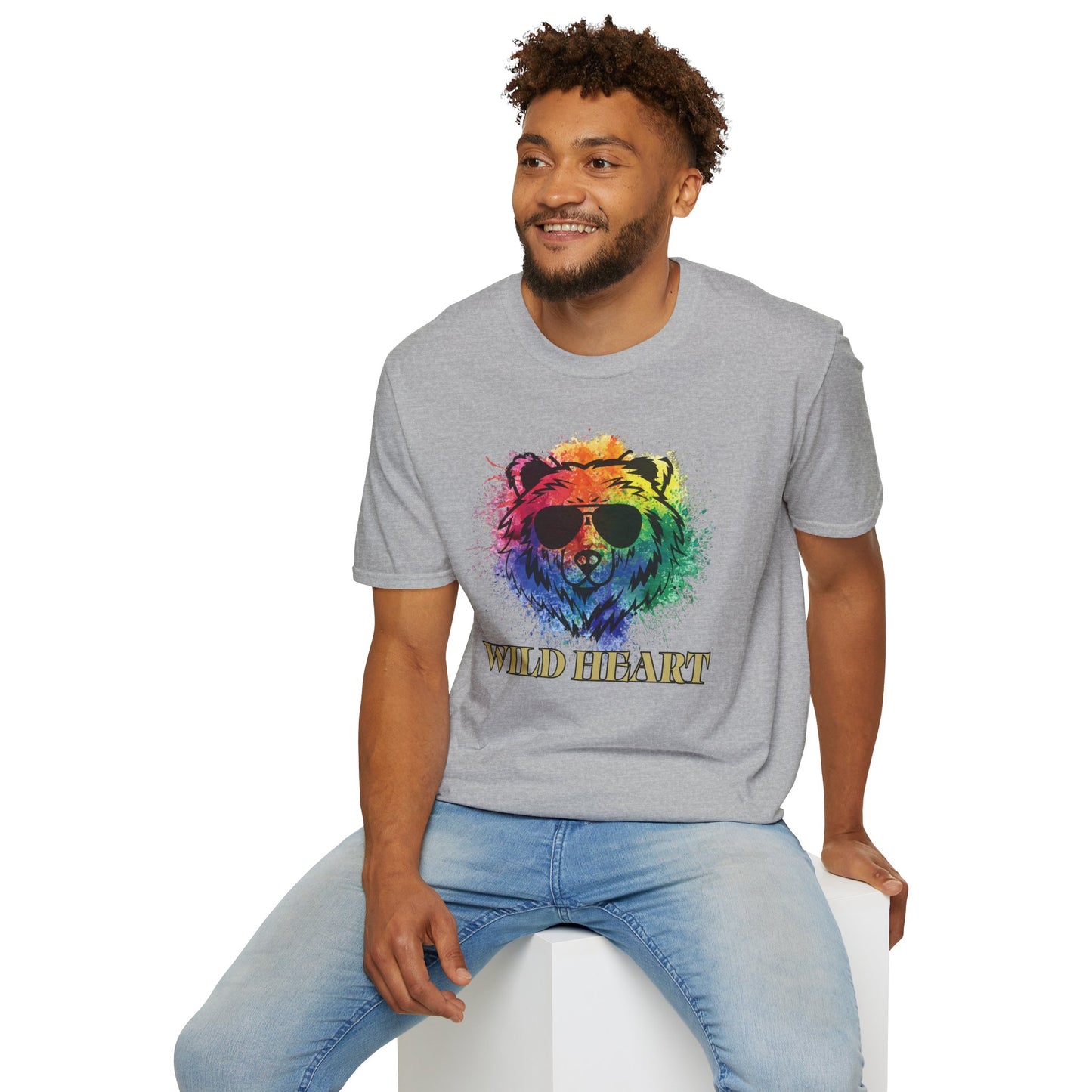 Wild Heart Collection - Bear Color Splash Unisex Softstyle Graphic T-Shirt