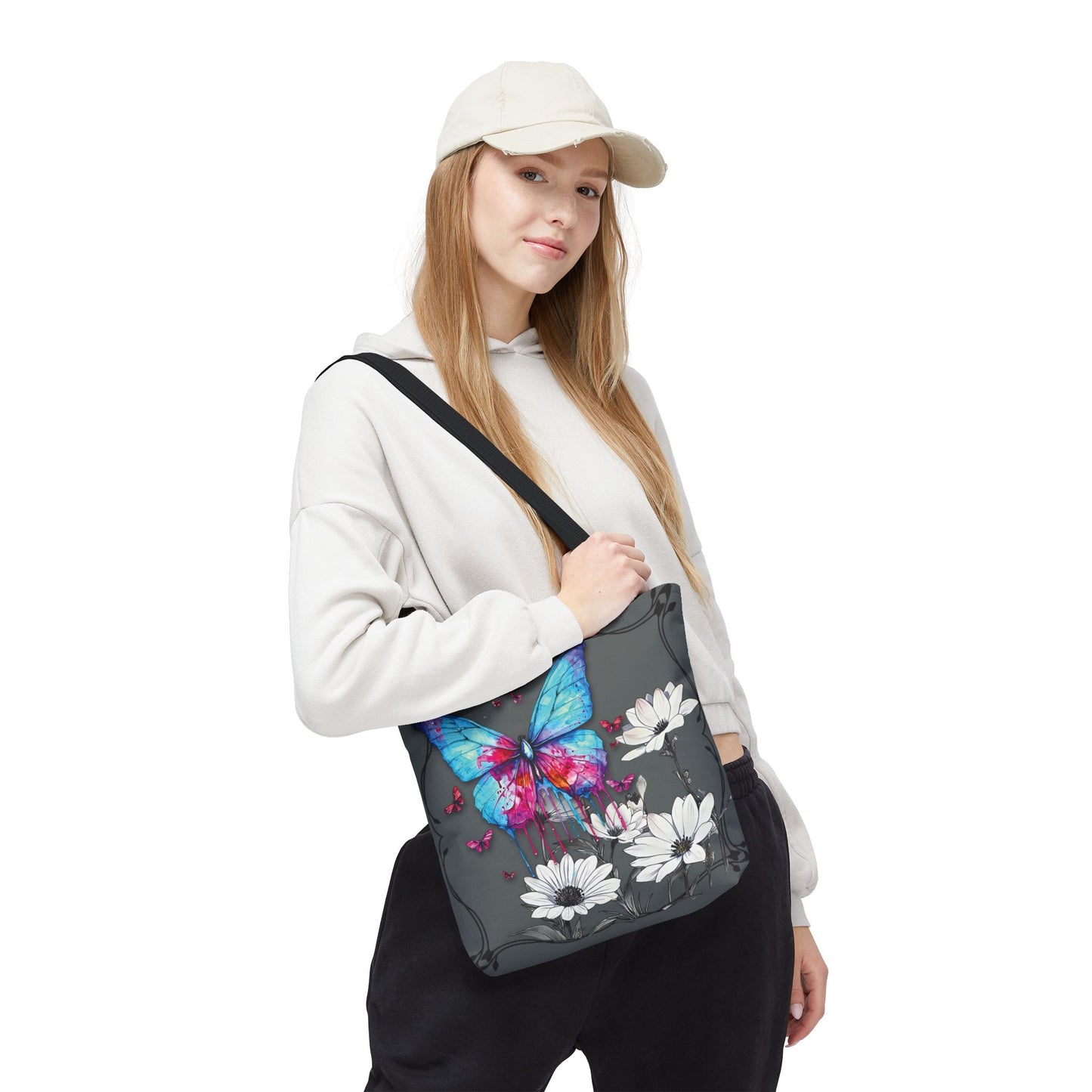 Painted Butterfly in Black and White Tote Bag
