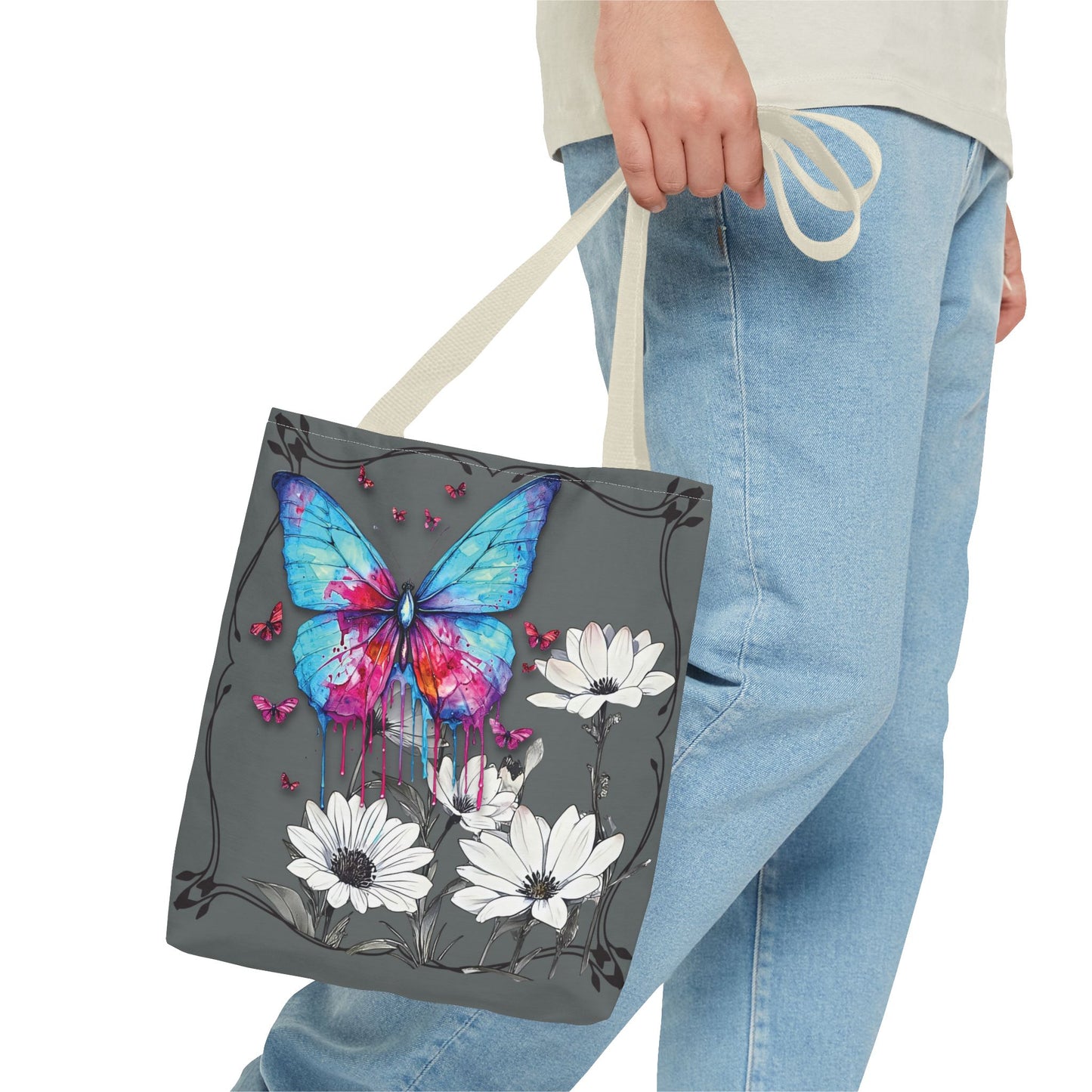Painted Butterfly in Black and White Tote Bag