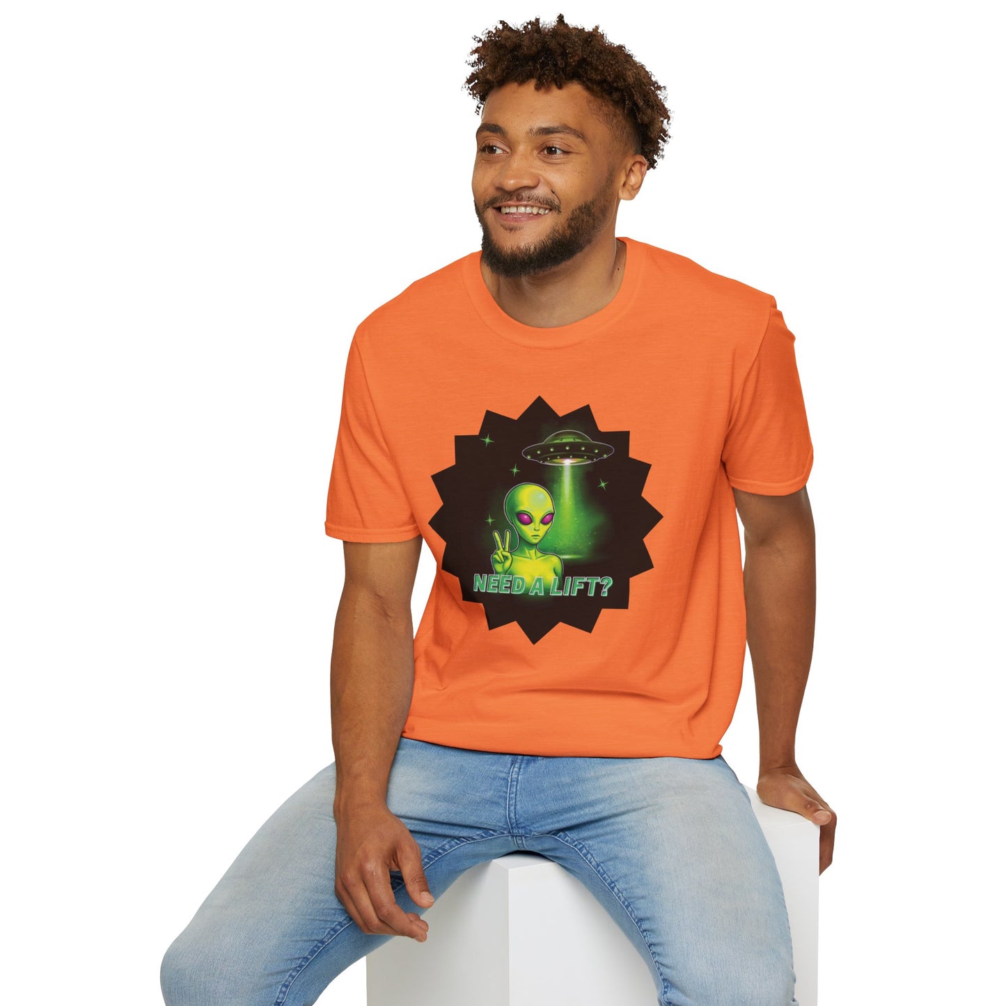 Cool Alien Peace Sign - Need a Lift - Unisex Softstyle T-Shirt