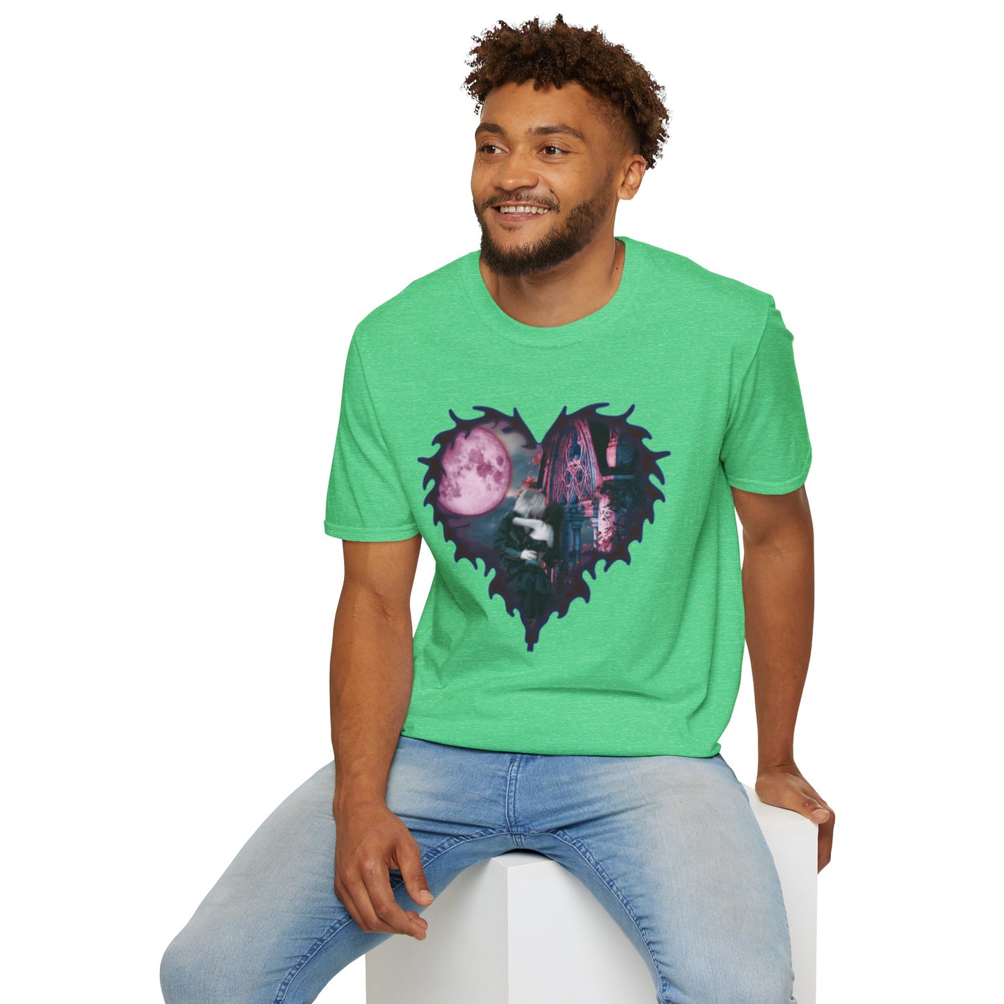 Gothic Couple Under the Moon - Unisex Softstyle T-Shirt